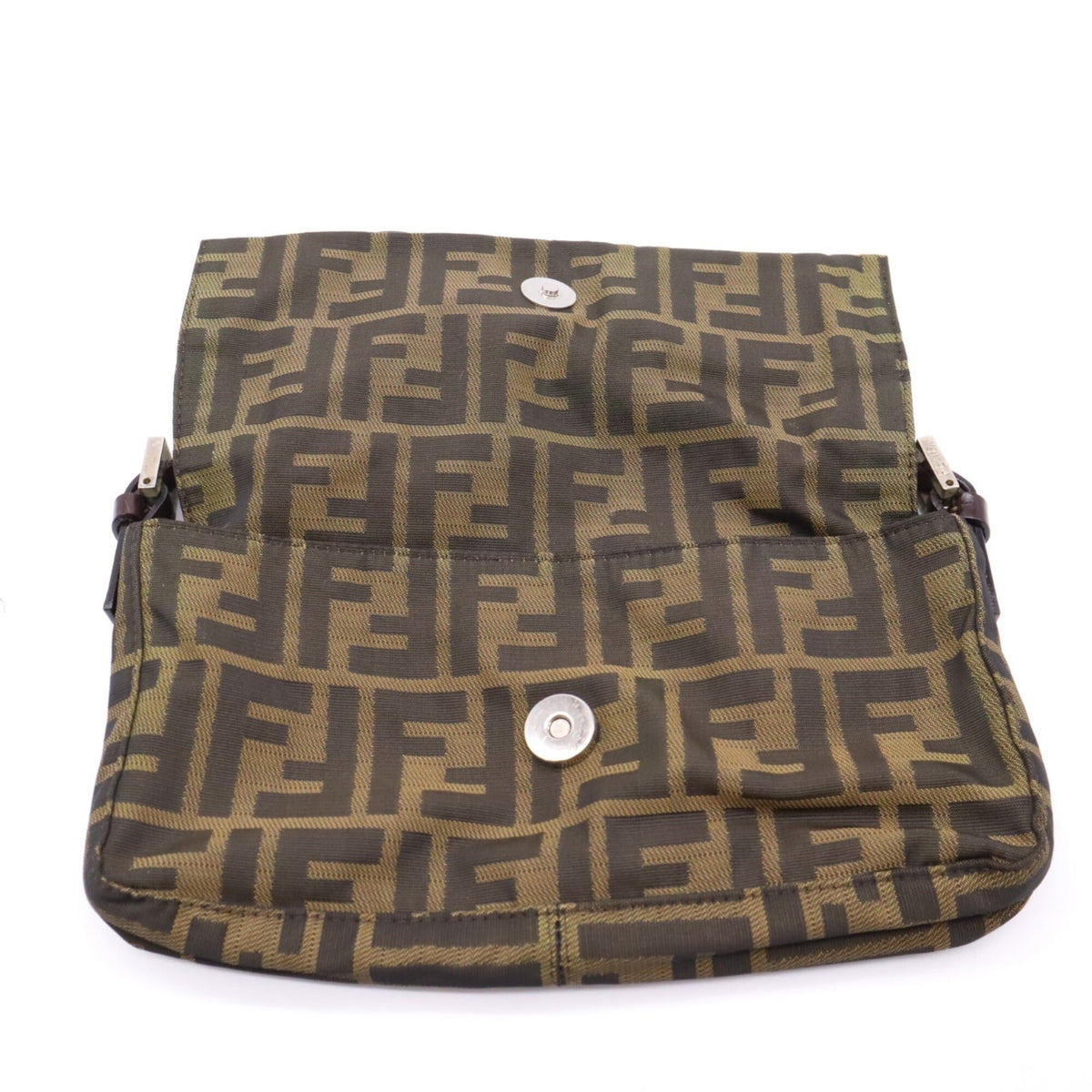Fendi Zucca Brown Canvas Leather Shoulder Bag (Pre-Owned)