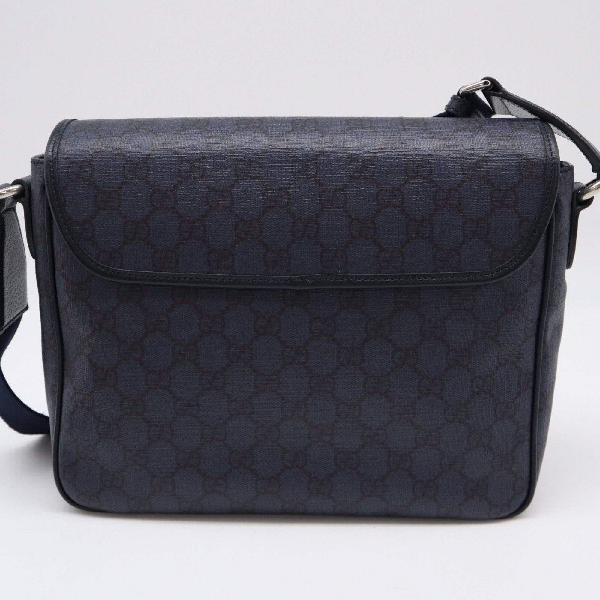 Gucci Ophidia Navy Black Canvas Leather Shoulder Bag (Pre-Owned)