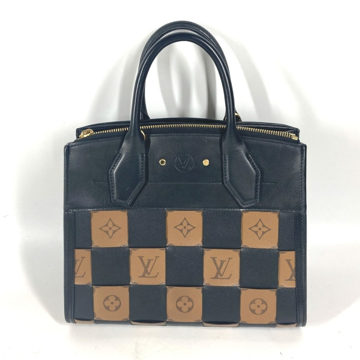 Louis Vuitton Black Brown Leather Handbag Shoulder Bag (Pre-Owned)