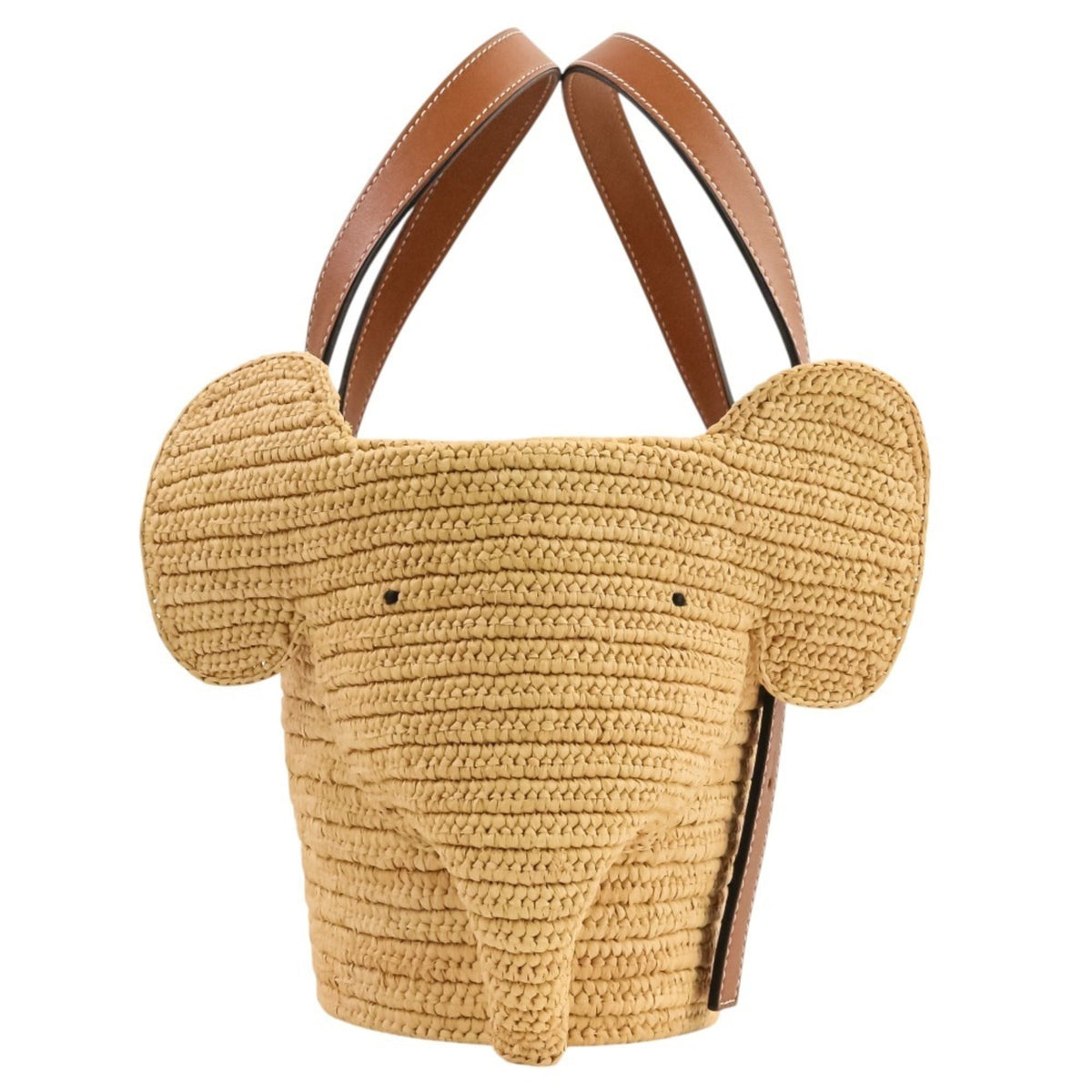Loewe Brown Raffia Leather Basket Handbag Tote Bag (Pre-Owned)