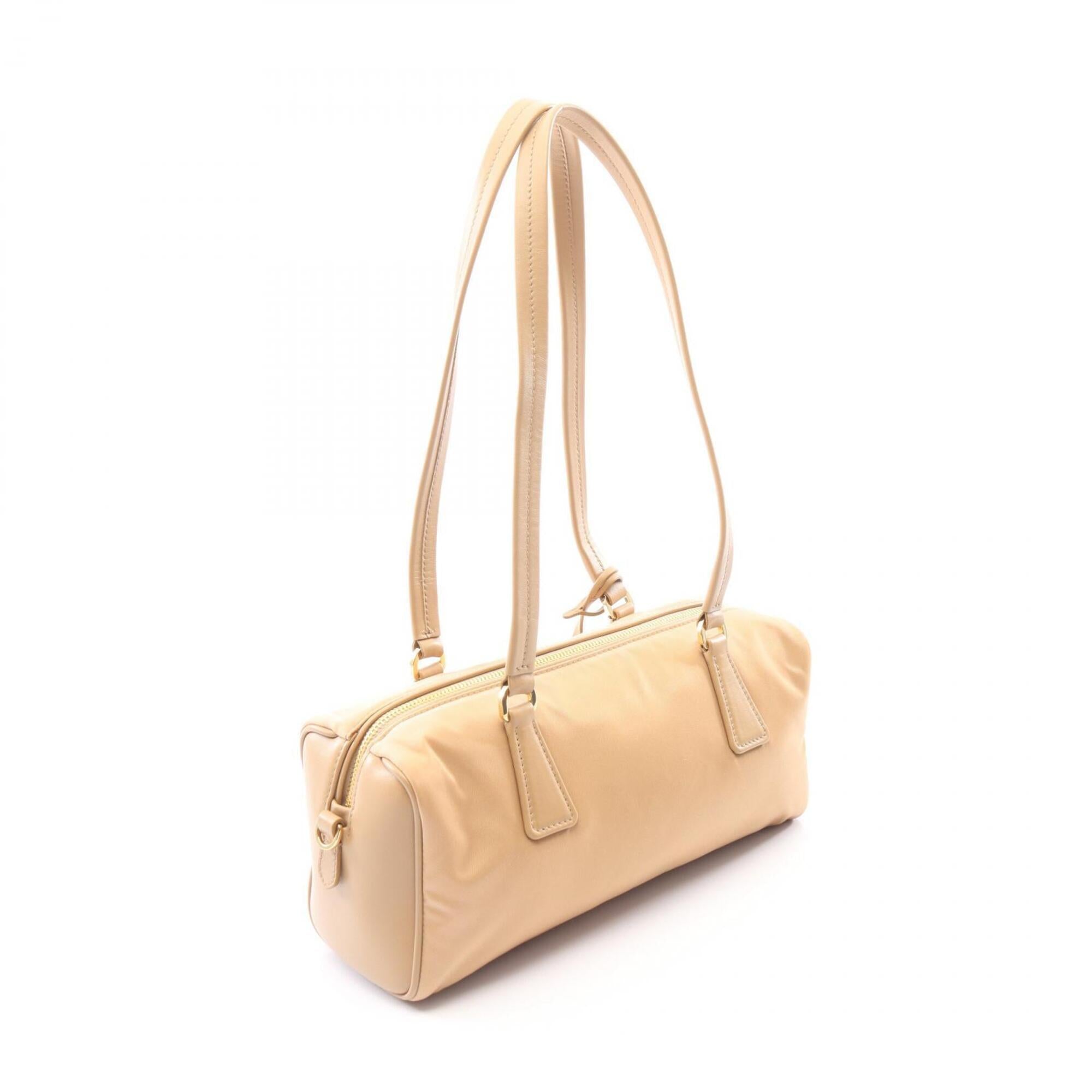 Prada Beige Nylon Leather Shoulder Bag (Pre-Owned)