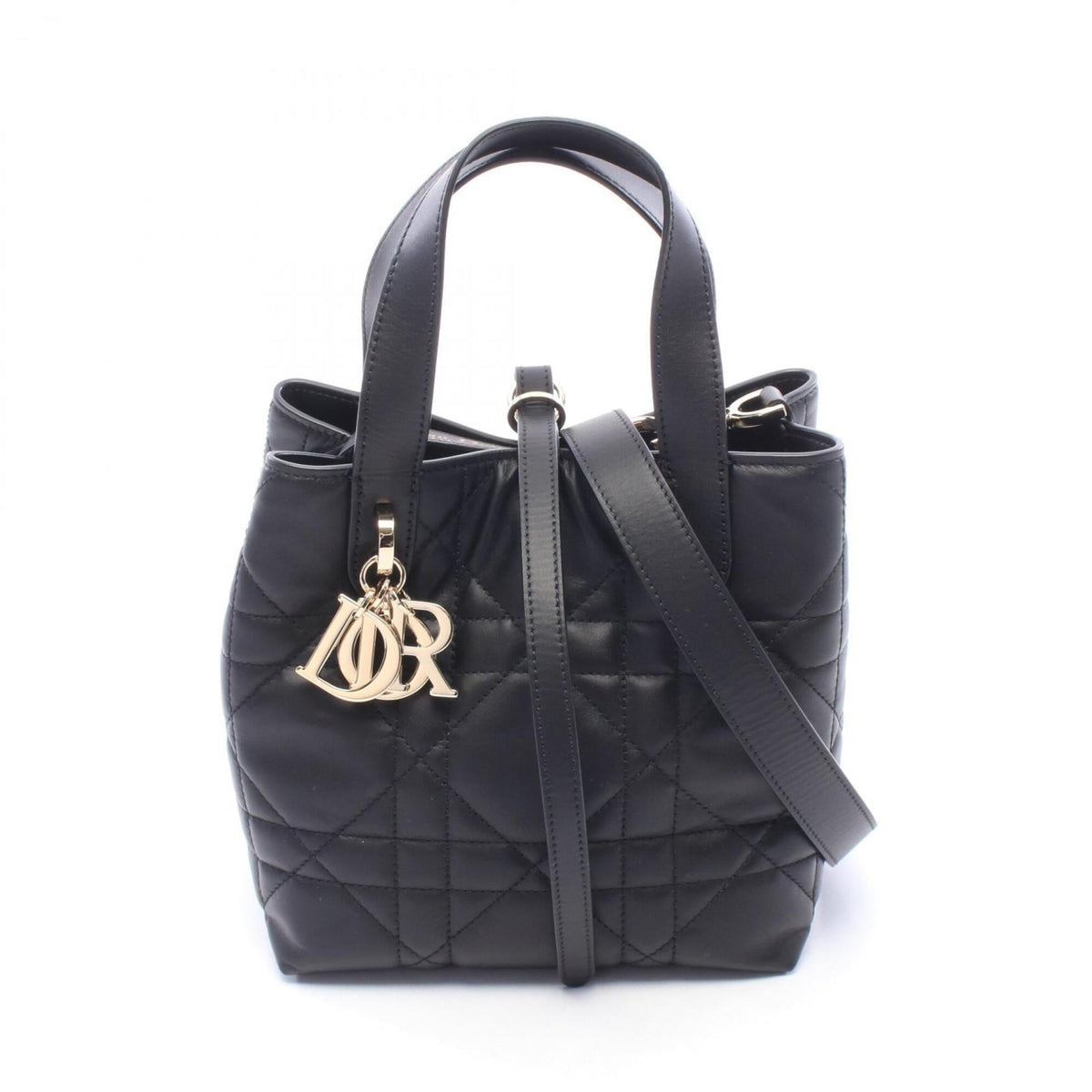 Christian Dior Black Leather Handbag Tote Bag (Pre-Owned)