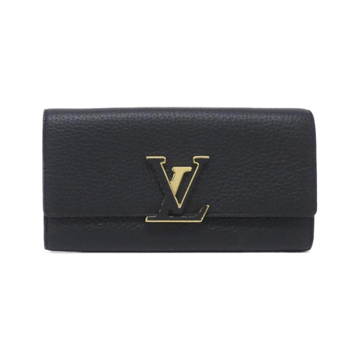 Louis Vuitton Black Leather Long Wallet (Bi-Fold) (Pre-Owned)