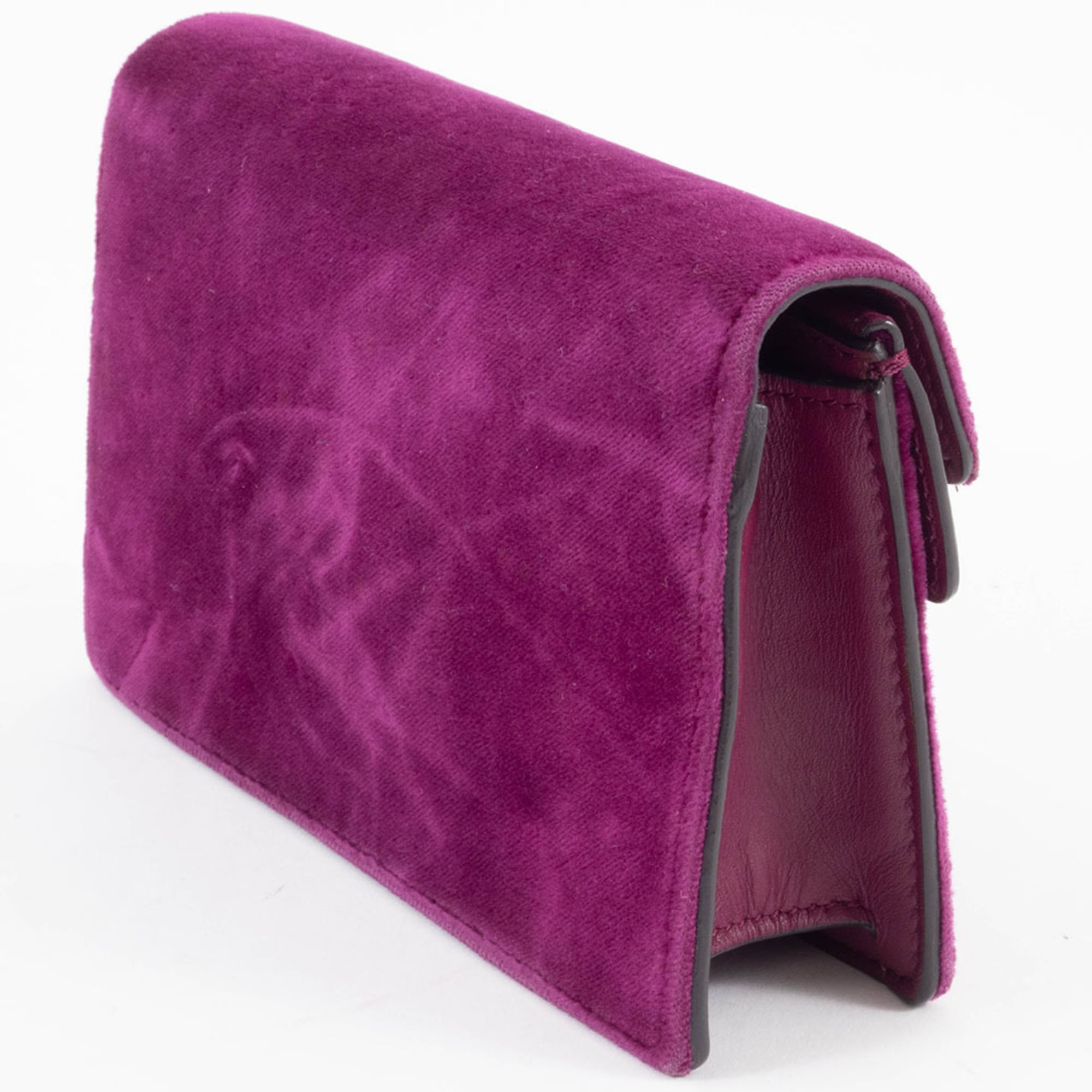 Gucci Purple Velvet Leather Shoulder Bag (Pre-Owned)