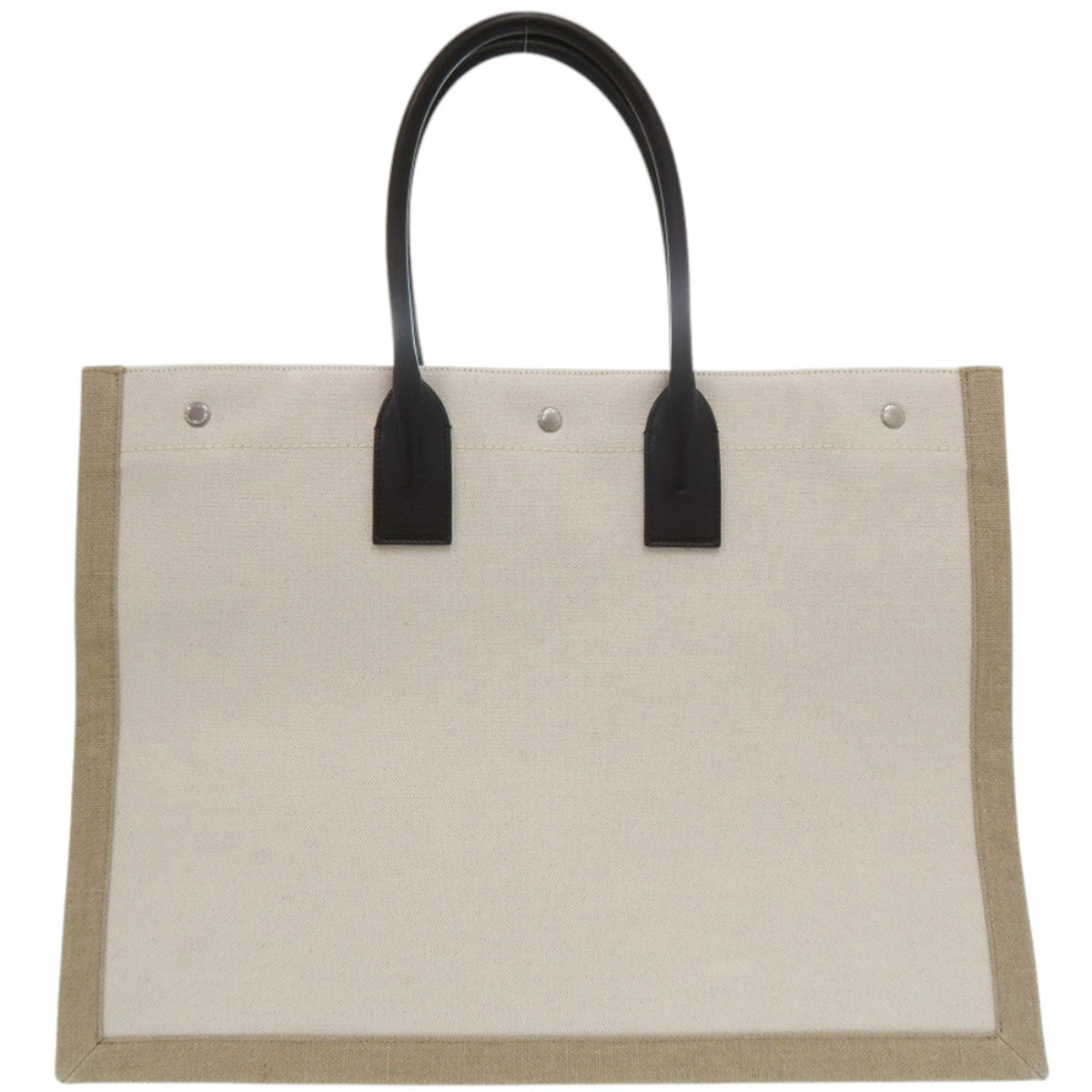 Yves Saint Laurent Black Canvas Leather Tote Bag (Pre-Owned)