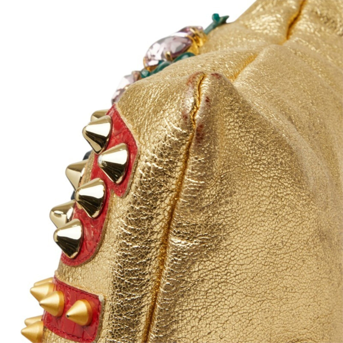Dolce & Gabbana Gold Metal Leather Clutch Bag Shoulder Bag (Pre-Owned)