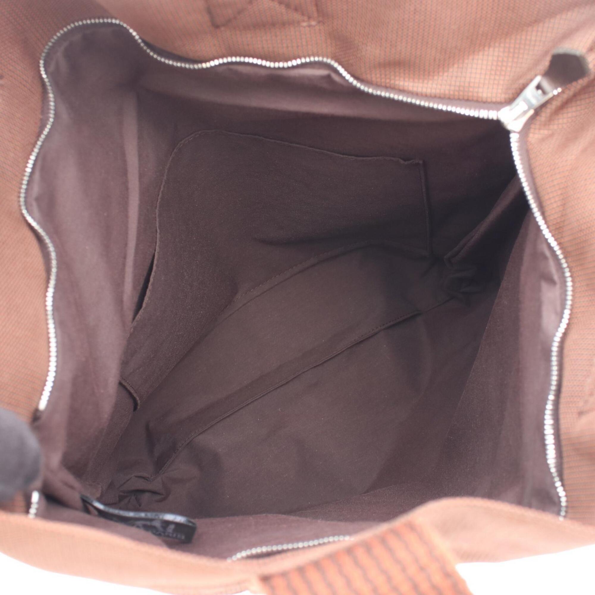 Hermes Brown Nylon Canvas Handbag Tote Bag (Pre-Owned)