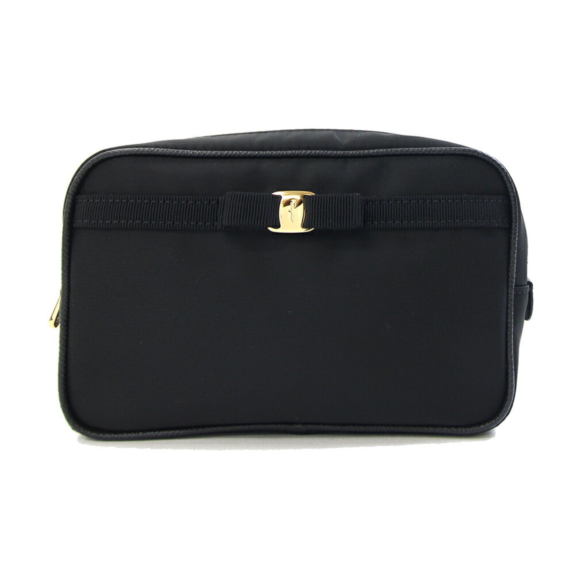 Salvatore Ferragamo Black Nylon Leather Pouch (Pre-Owned)