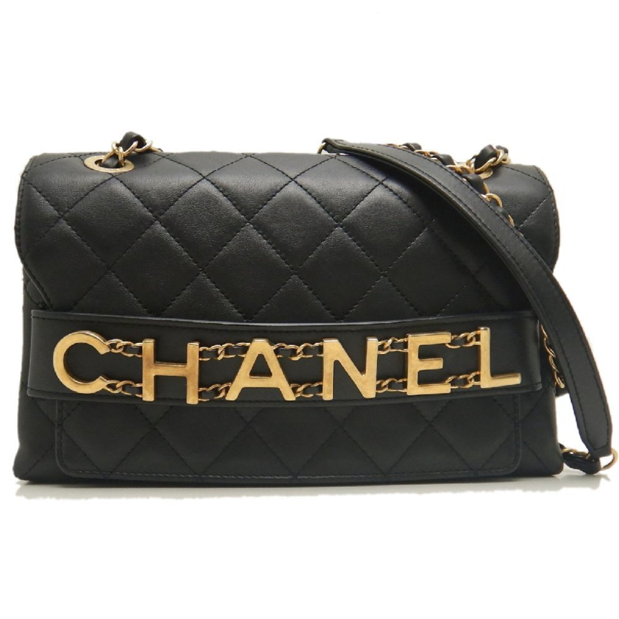 Chanel Black Leather Shoulder Bag (Pre-Owned)