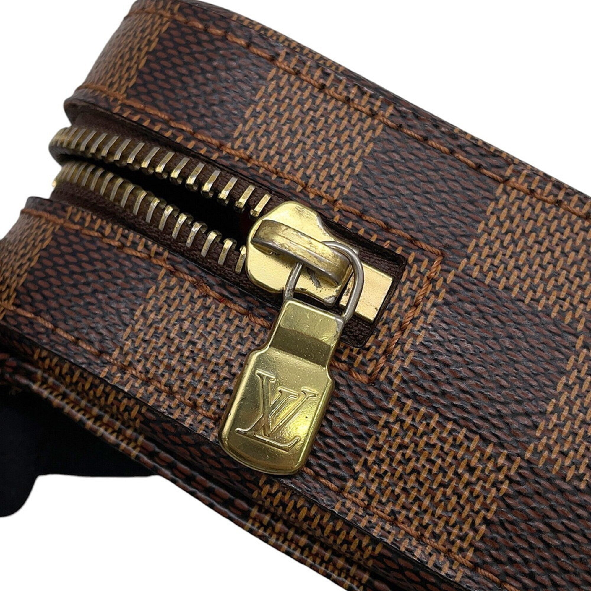 Louis Vuitton Brown Damier Canvas Ebene Exotic Leather Handbag Pouch Shoulder Bag Sling Bag (Pre-Owned)