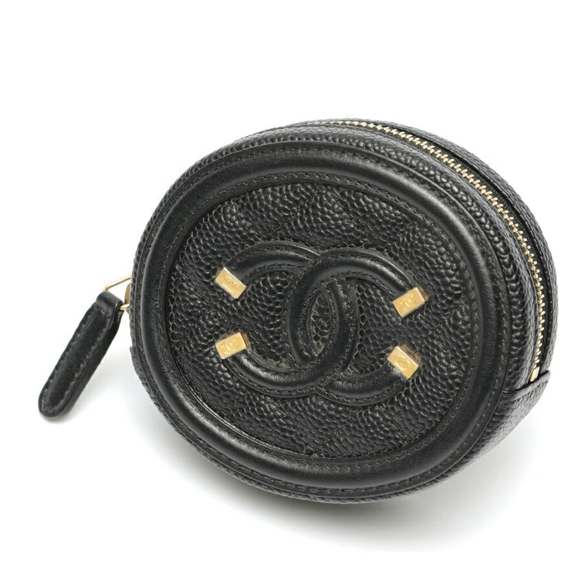 Chanel Black Grained Calfskin Coin Purse/Coin Case (Pre-Owned)