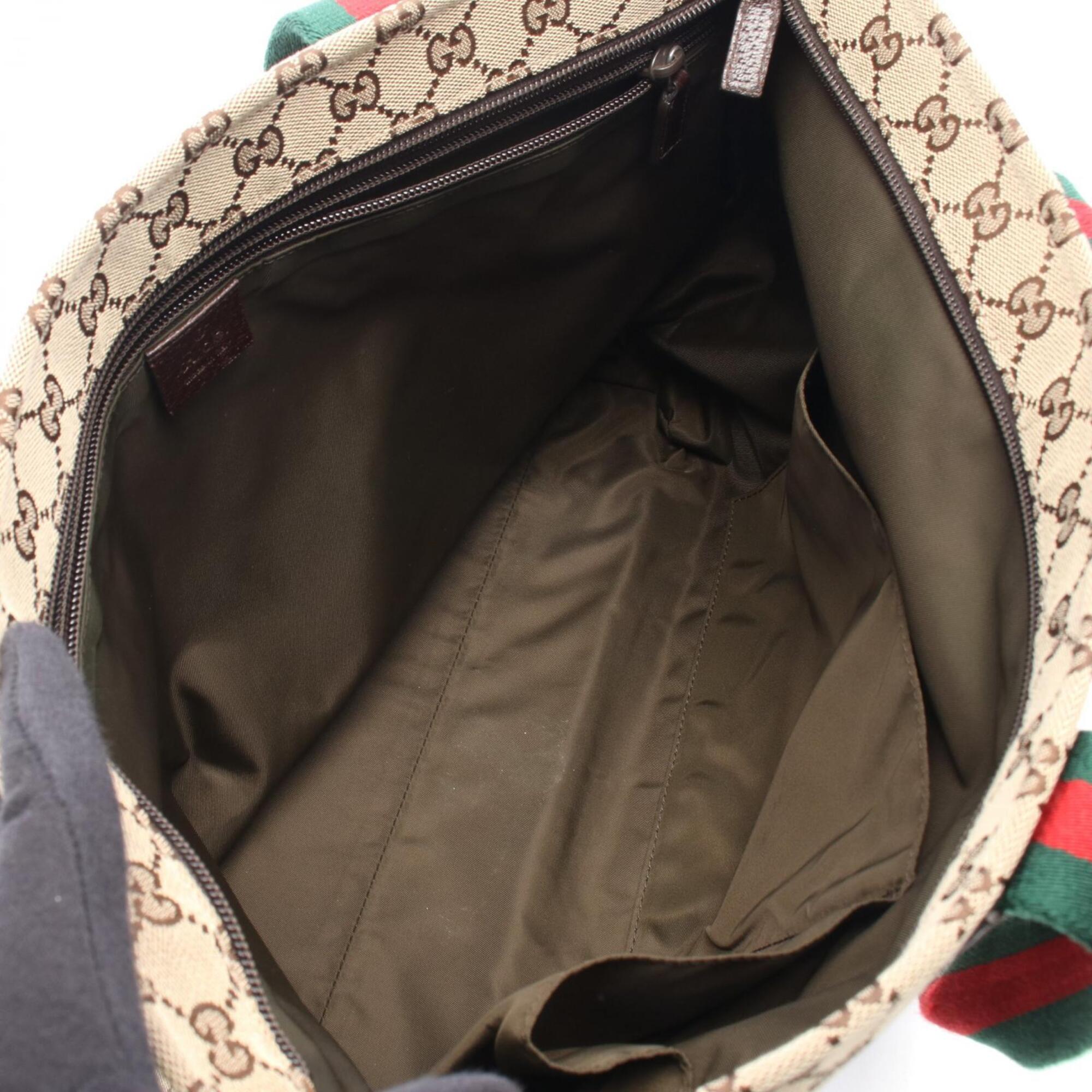 Gucci Beige Brown Multi-Color Canvas Leather Handbag Tote Bag (Pre-Owned)