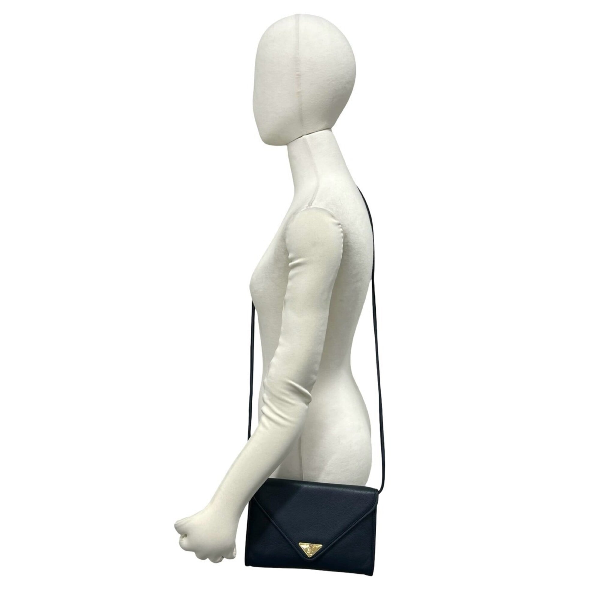 Yves Saint Laurent Navy Leather Pochette Shoulder Bag (Pre-Owned)