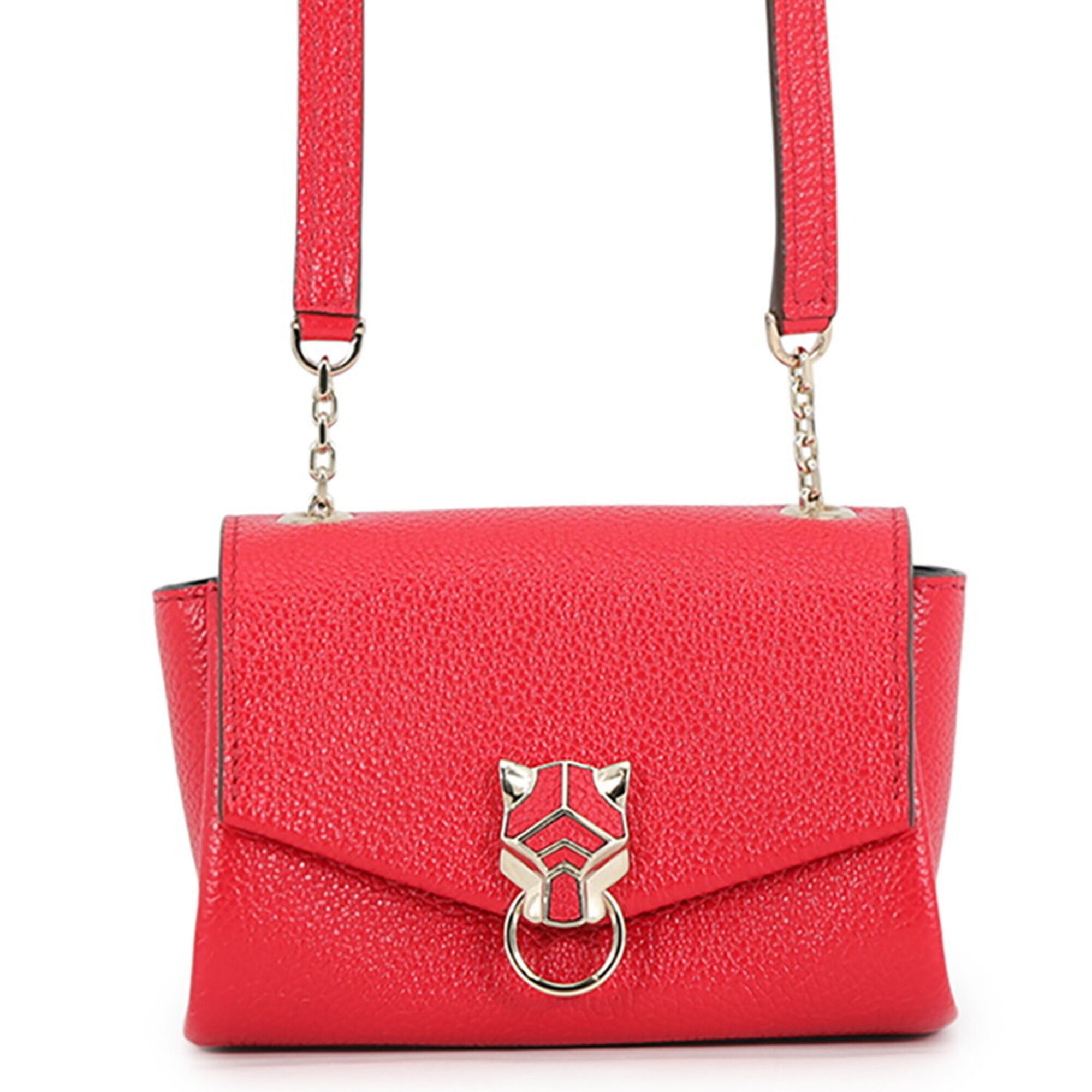 Cartier Red Color Leather Handbag Shoulder Bag (Pre-Owned)
