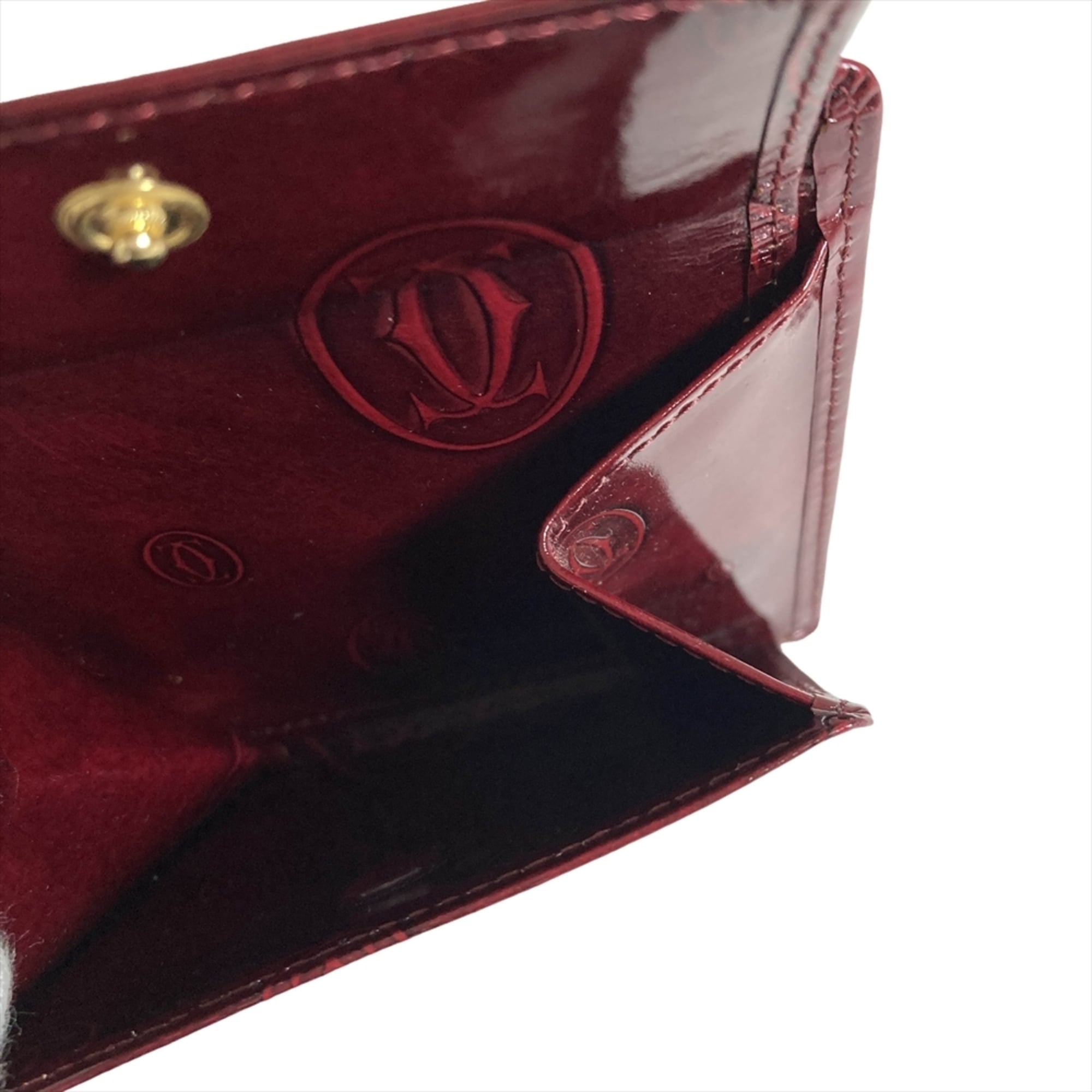 Cartier Happy Birthday Bordeaux Wine Red Patent Leather Wallet (Bi-Fold) (Pre-Owned)