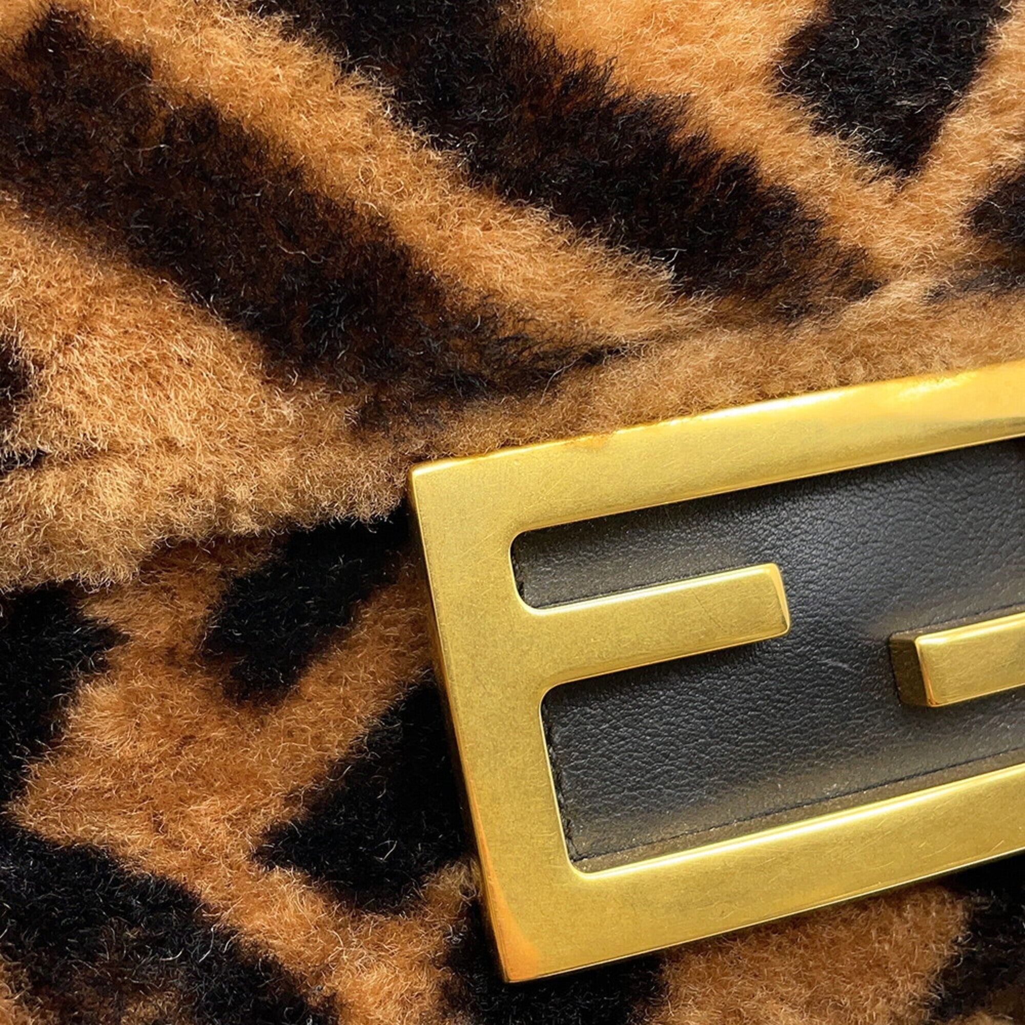 Fendi Black Brown Zucca Handbag Shoulder Bag (Pre-Owned)