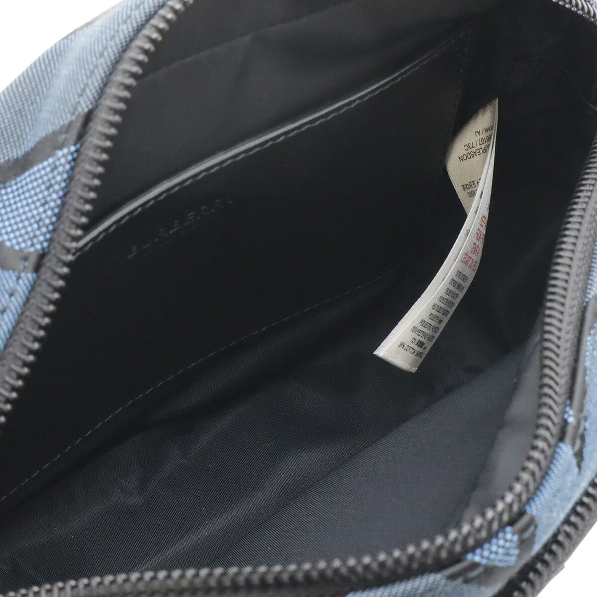 Burberry Black Blue Canvas Leather Shoulder Bag Sling Bag (Pre-Owned)