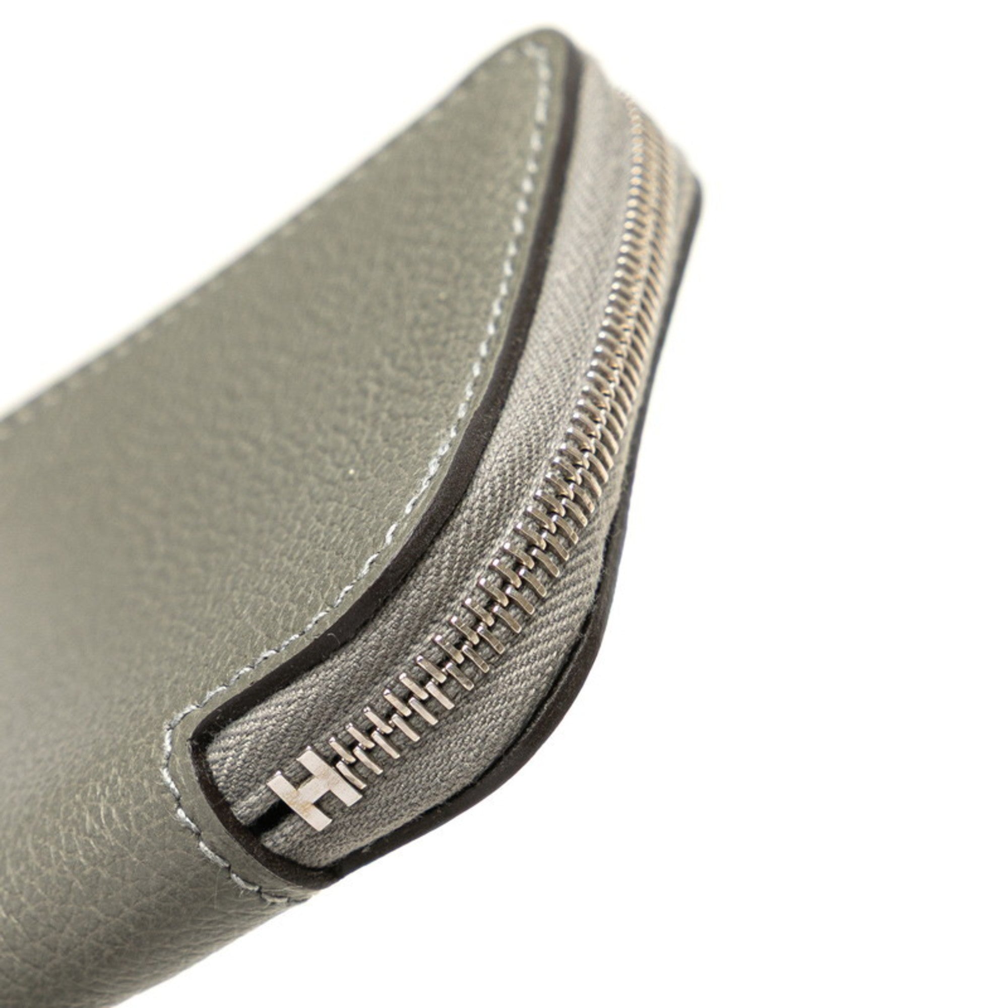 Hermes Azap Gray Coin Purse/Coin Case (Pre-Owned)