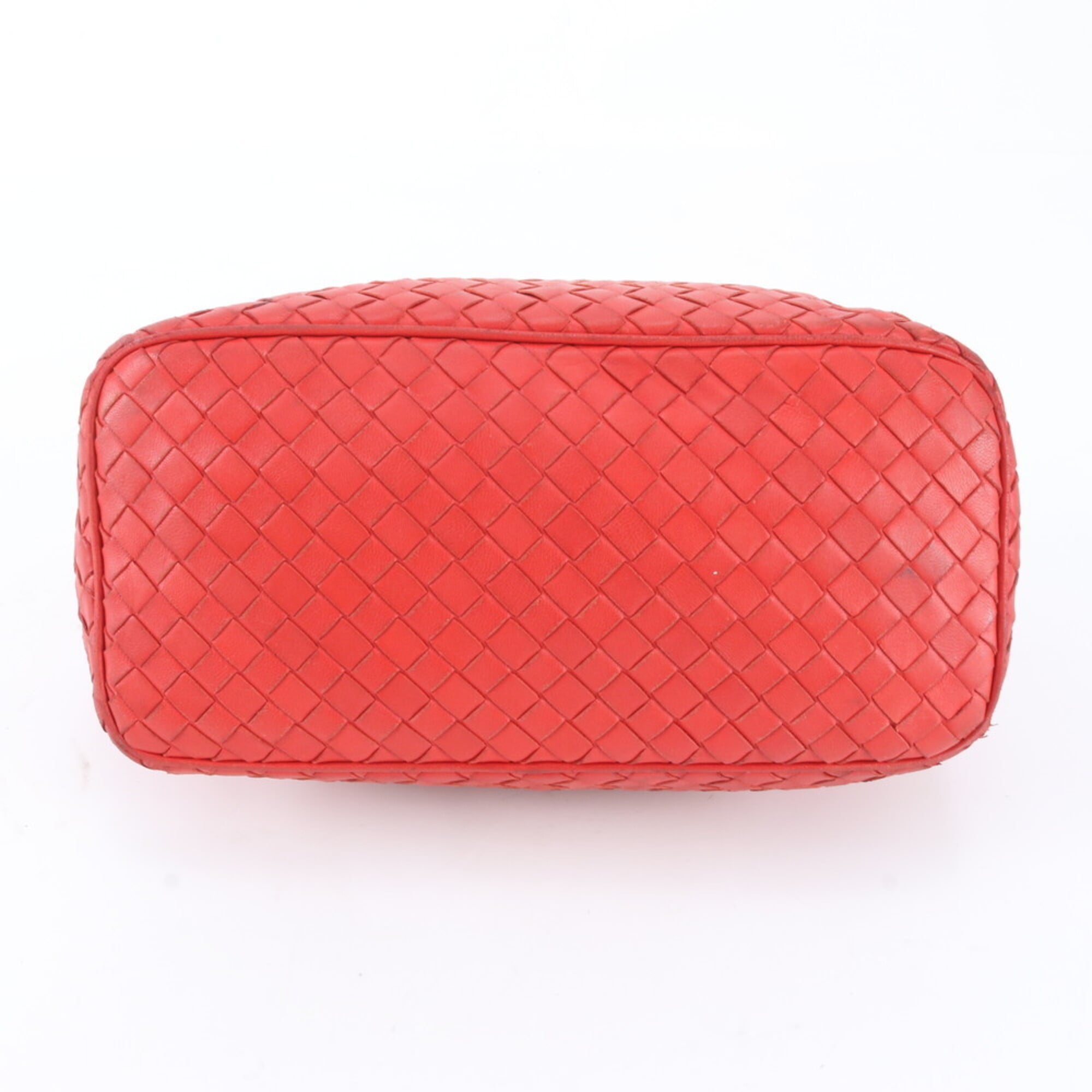 Bottega Veneta Intrecciato Red Color Leather Handbag Shoulder Bag (Pre-Owned)