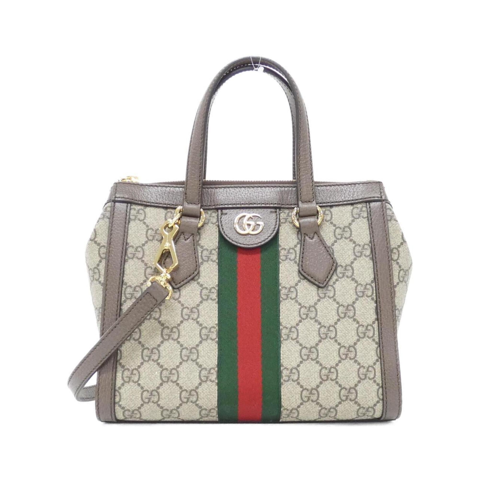 Gucci Ophidia Beige Brown Gg Supreme Leather Handbag (Pre-Owned)