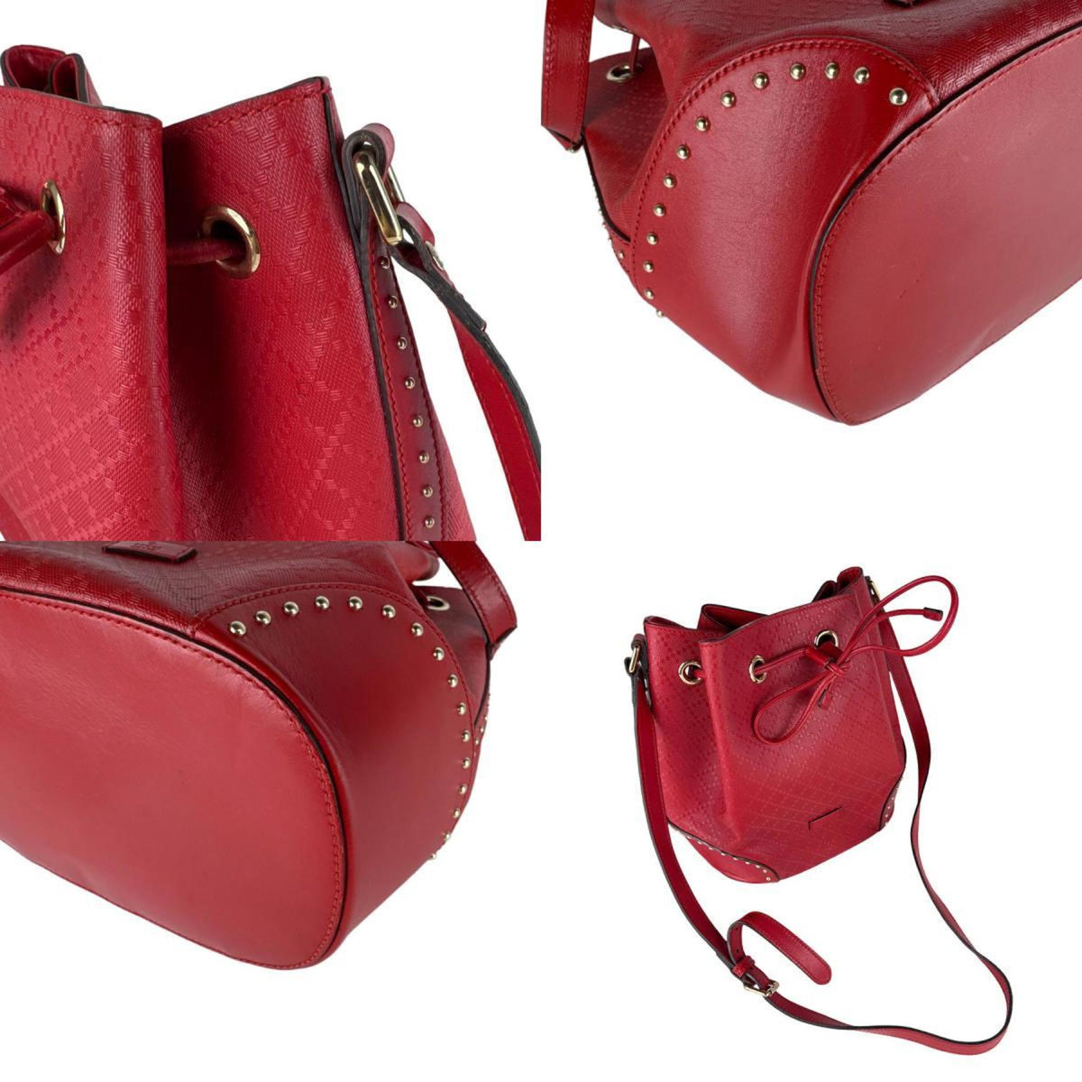Gucci Red Color Leather Shoulder Bag (Pre-Owned)