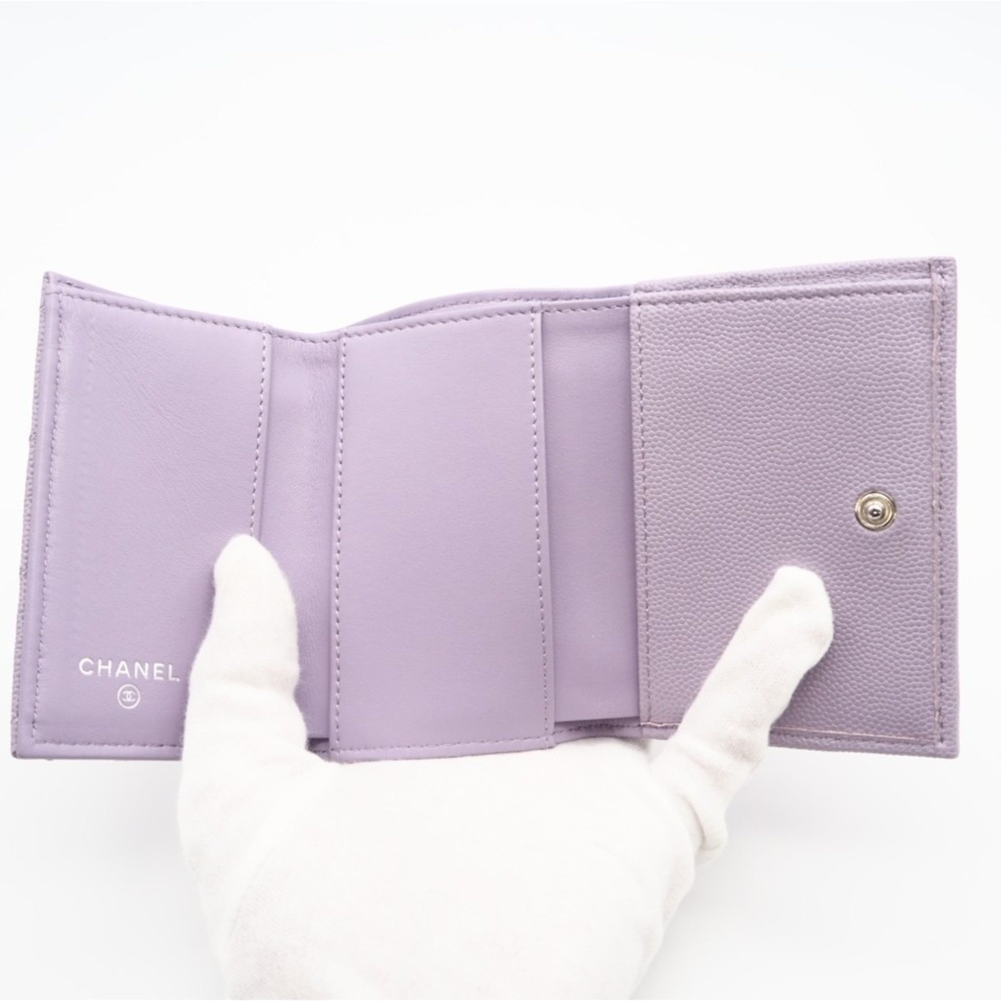 Christian Dior Purple White Leather Wallet (Tri-Fold) (Pre-Owned)