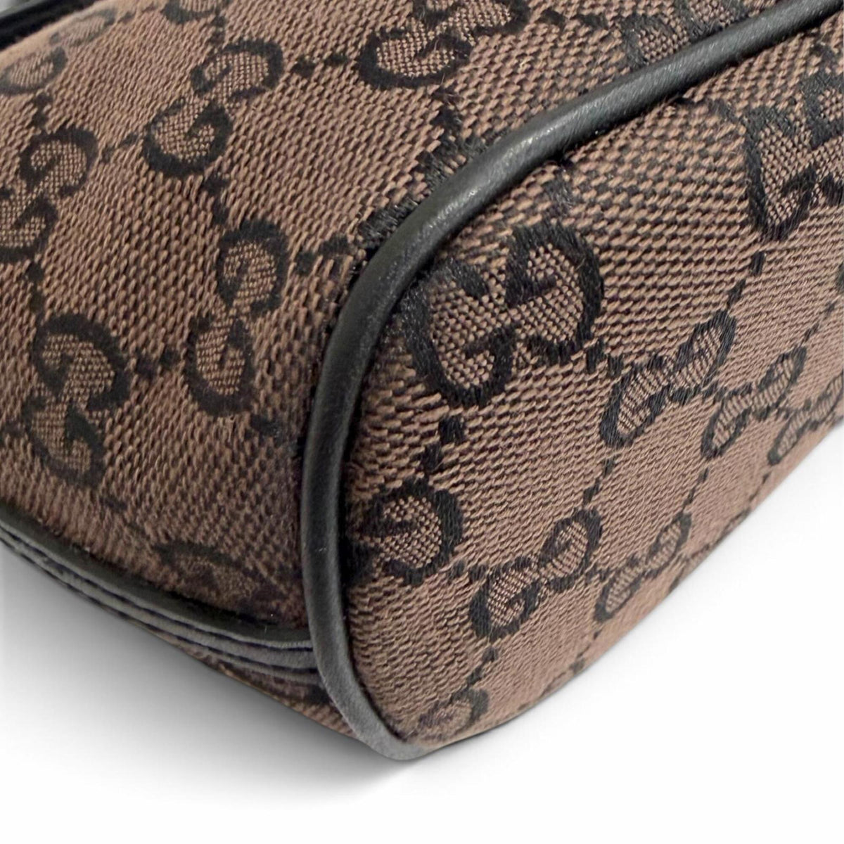 Gucci Dark Brown Gg Canvas Leather Pouch (Pre-Owned)