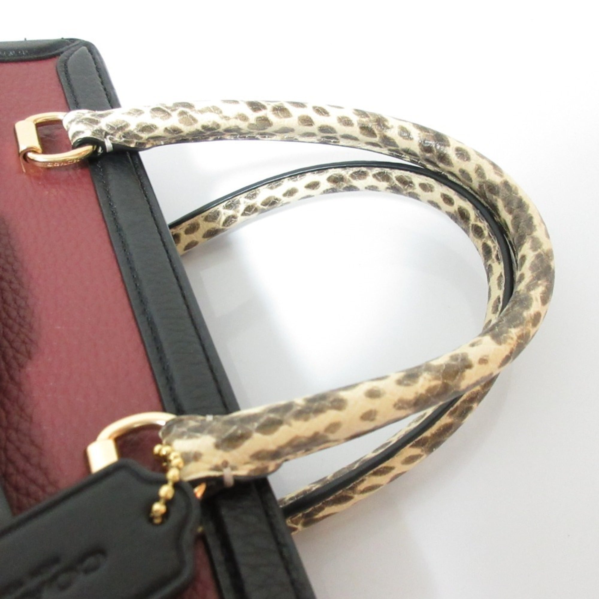 Coach Signature Black Bordeaux Brown Signature Line Handbag Shoulder Bag (Pre-Owned)