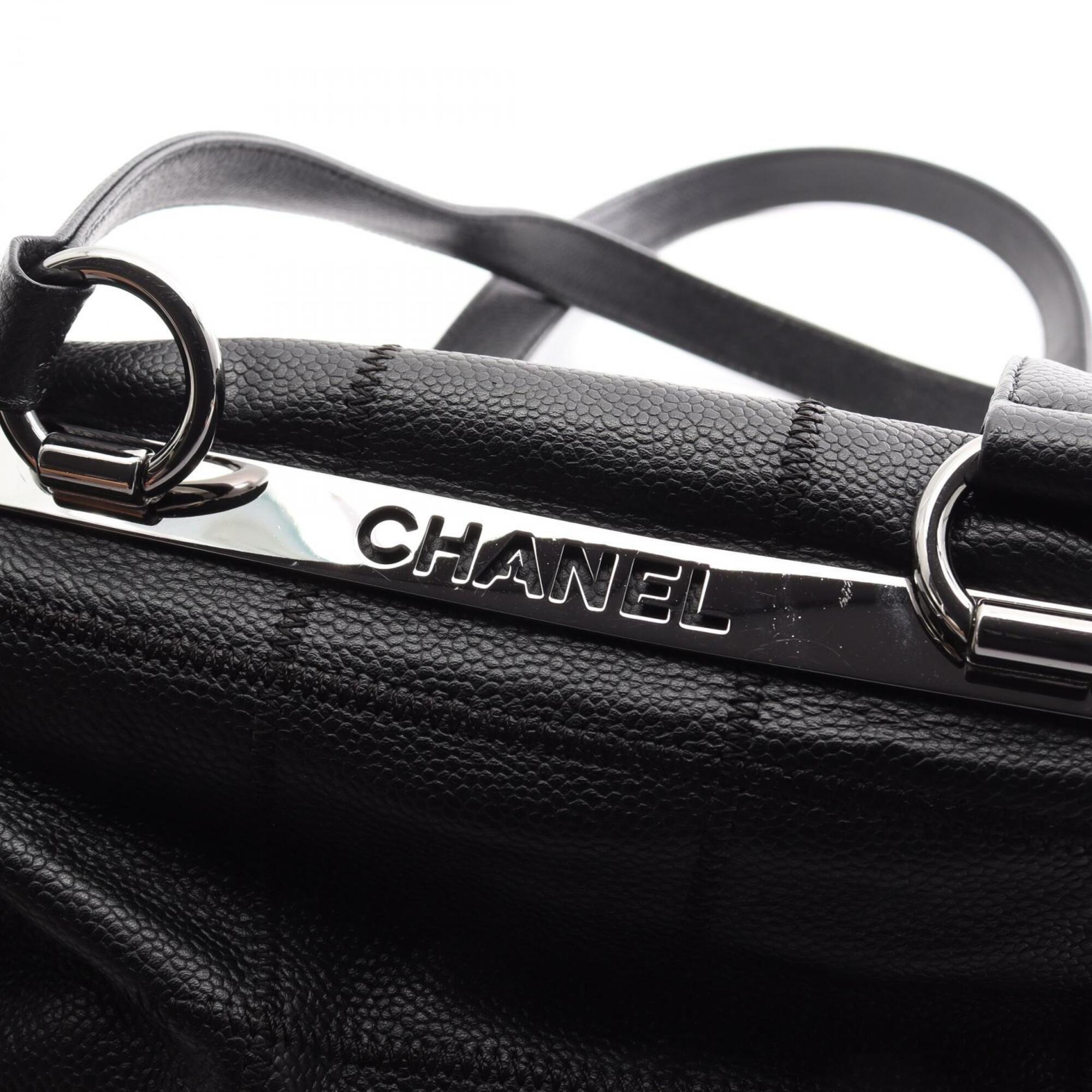 Chanel Black Grained Calfskin Handbag Tote Bag (Pre-Owned)