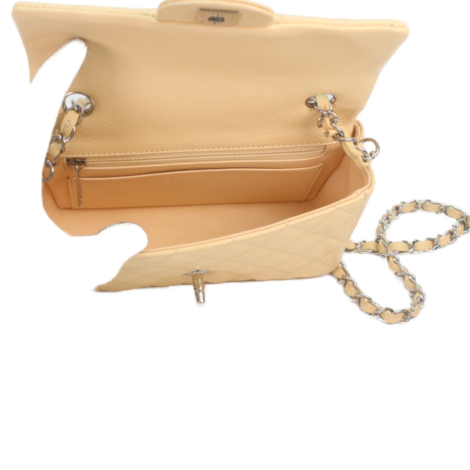 Chanel Light Beige Grained Calfskin Shoulder Bag (Pre-Owned)