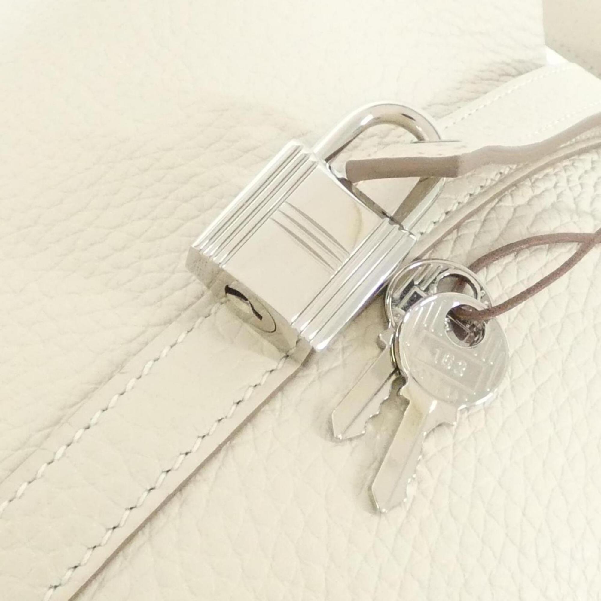 Hermes Cream White Taurillon Clemence Leather Handbag (Pre-Owned)