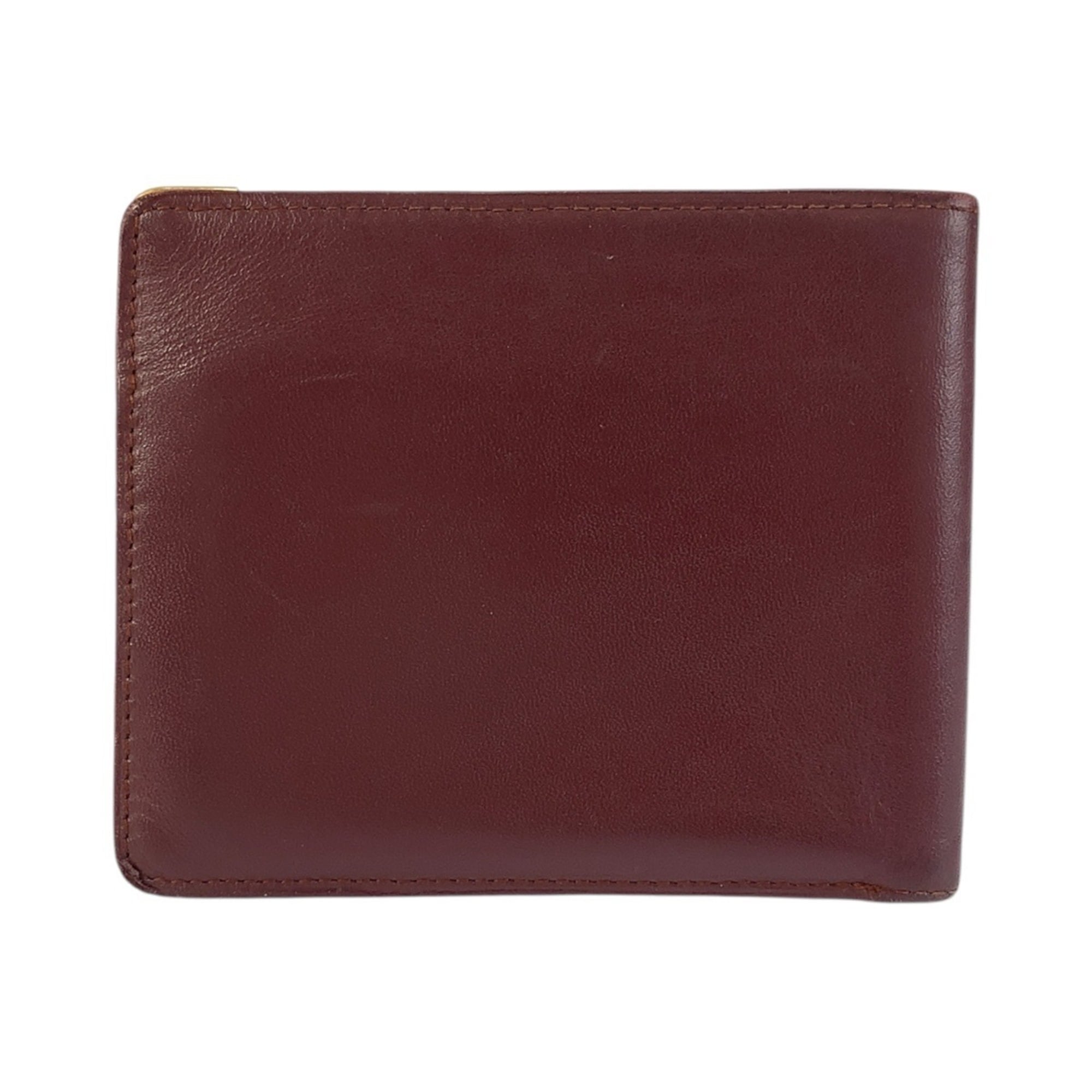 Cartier Bordeaux Wine Red Leather Wallet (Bi-Fold) (Pre-Owned)