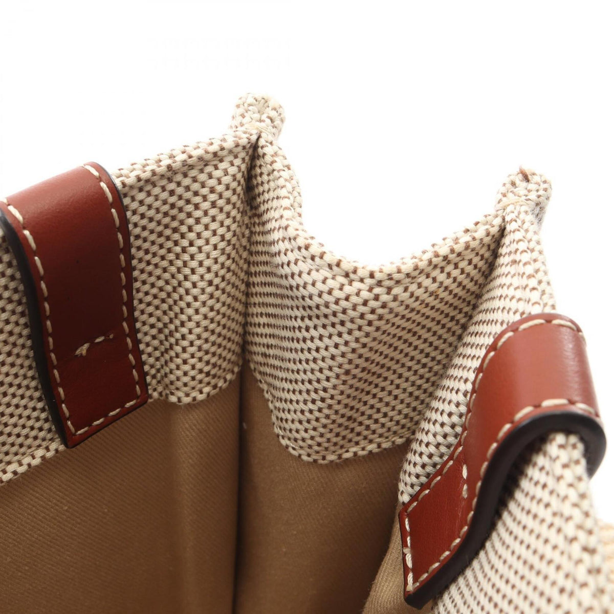 Chloé Beige Brown Canvas Leather Handbag (Pre-Owned)