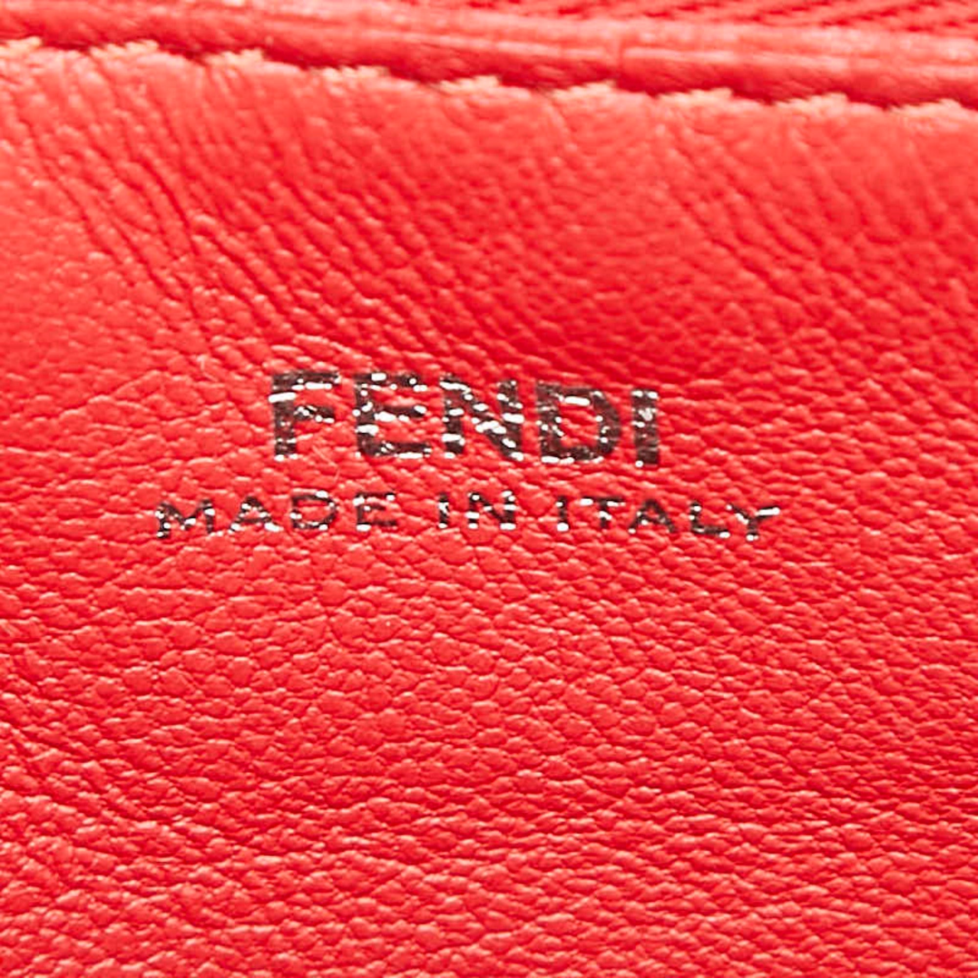 Fendi Red Color Leather Pouch Shoulder Bag (Pre-Owned)
