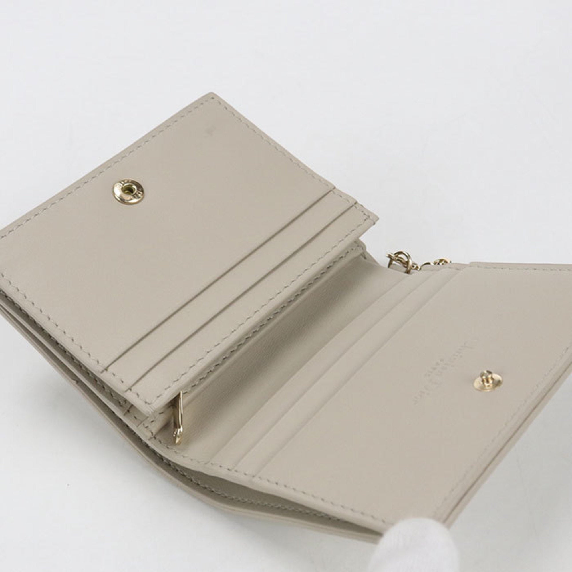 Christian Dior Lady Dior Beige Leather Wallet (Bi-Fold) (Pre-Owned)