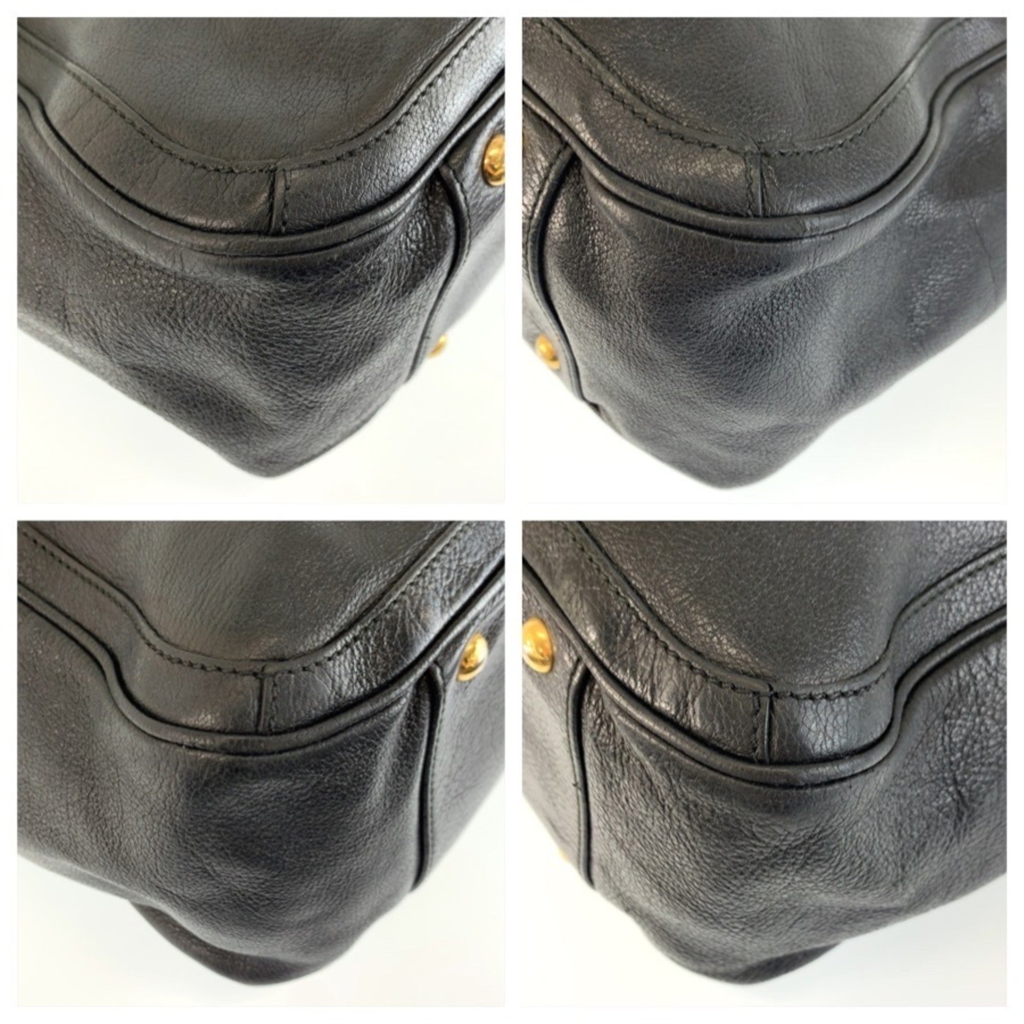 Salvatore Ferragamo Black Leather Shoulder Bag Tote Bag (Pre-Owned)