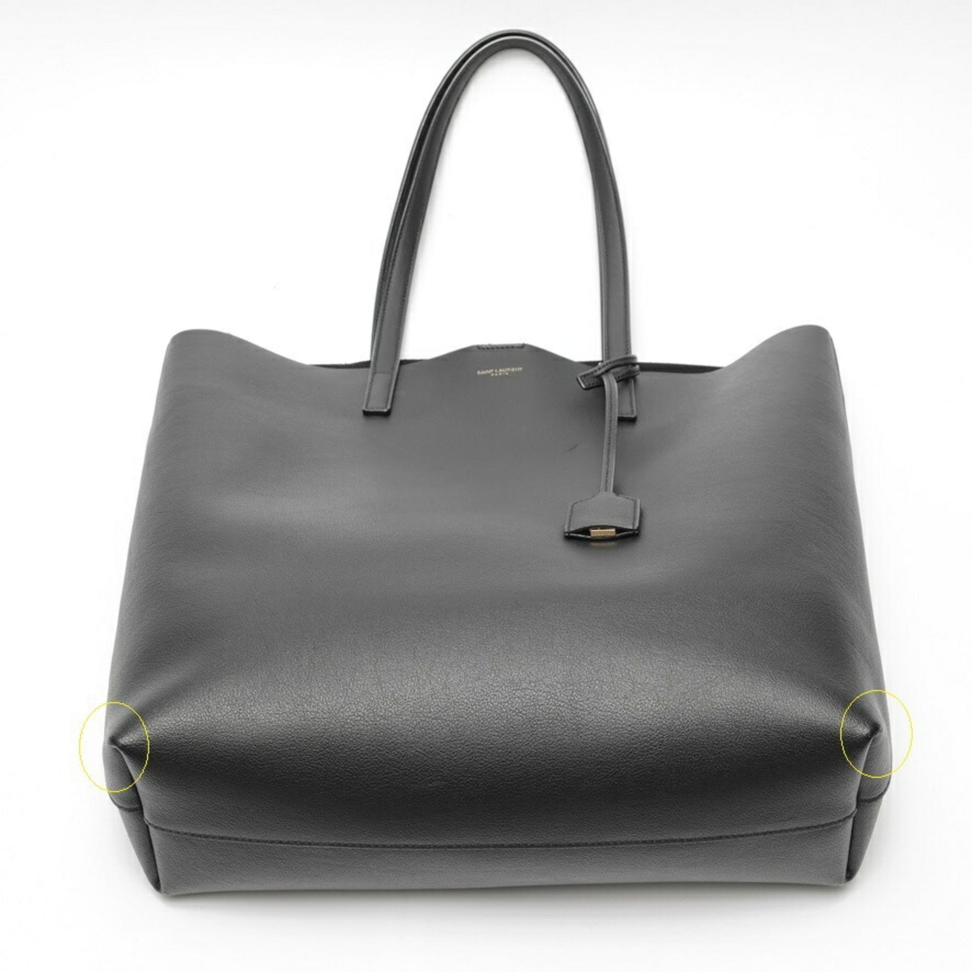 Saint Laurent Black Leather Shopping Bag Tote Bag (Pre-Owned)