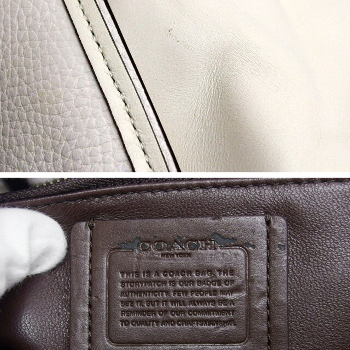 Coach Ivory White Leather Handbag Shoulder Bag (Pre-Owned)