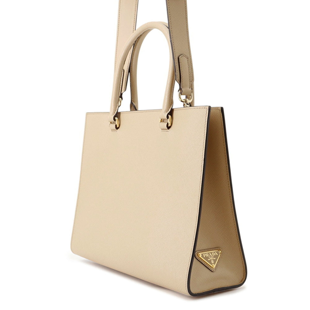 Prada Beige Leather Handbag Shoulder Bag (Pre-Owned)
