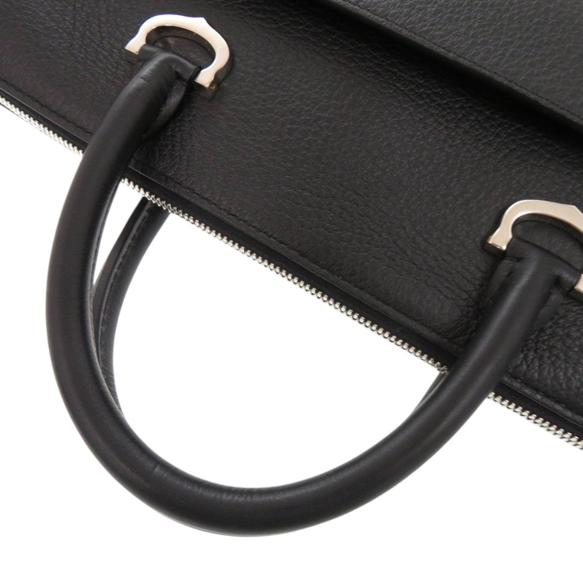 Cartier Black Leather Briefcase Handbag Shoulder Bag (Pre-Owned)