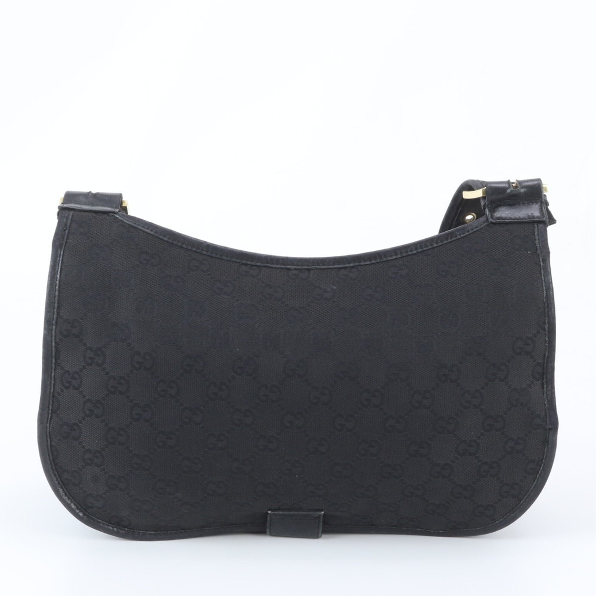 Gucci Gg Canvas Black Gg Canvas Leather Handbag Shoulder Bag (Pre-Owned)