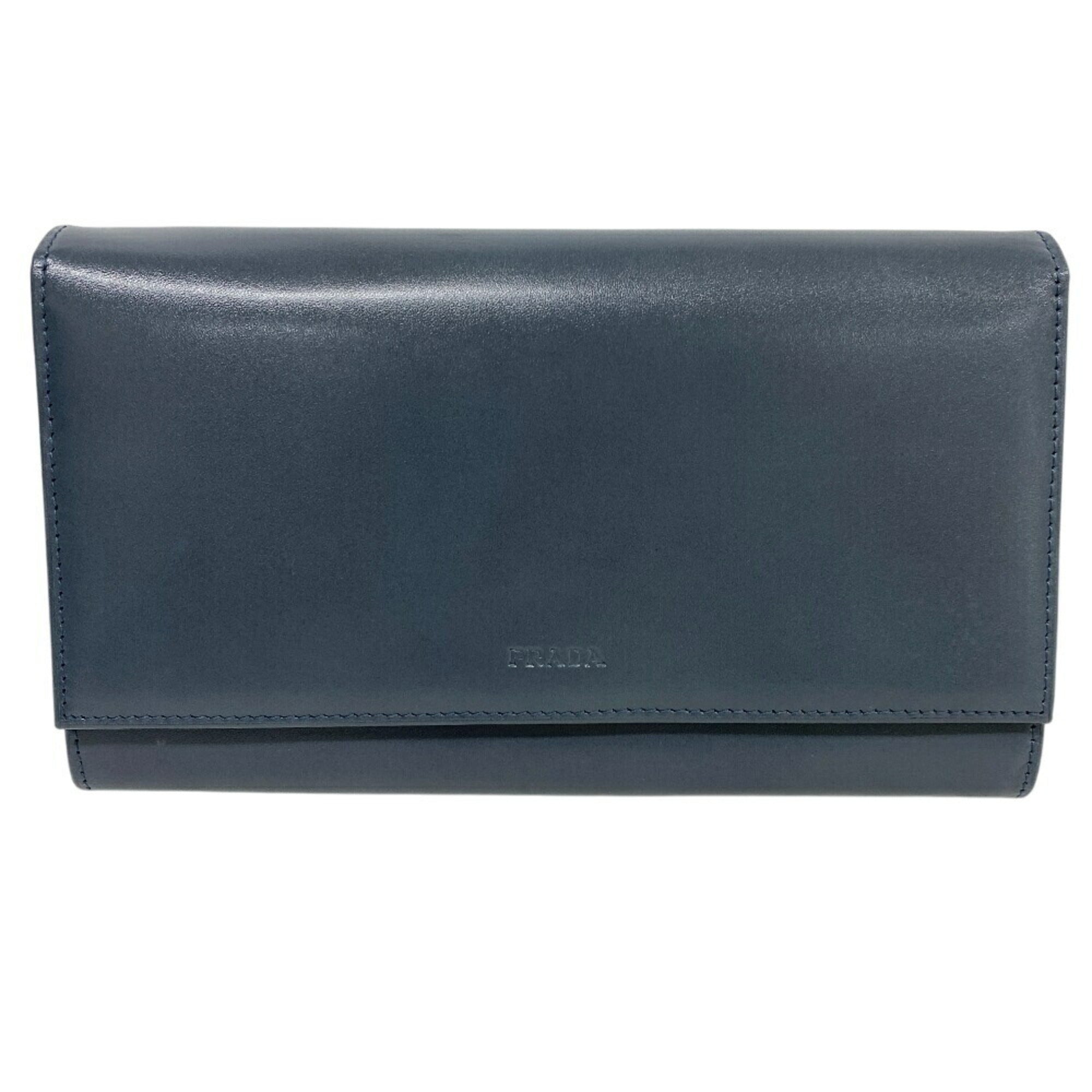 Prada Blue Leather Wallet (Bi-Fold) (Pre-Owned)
