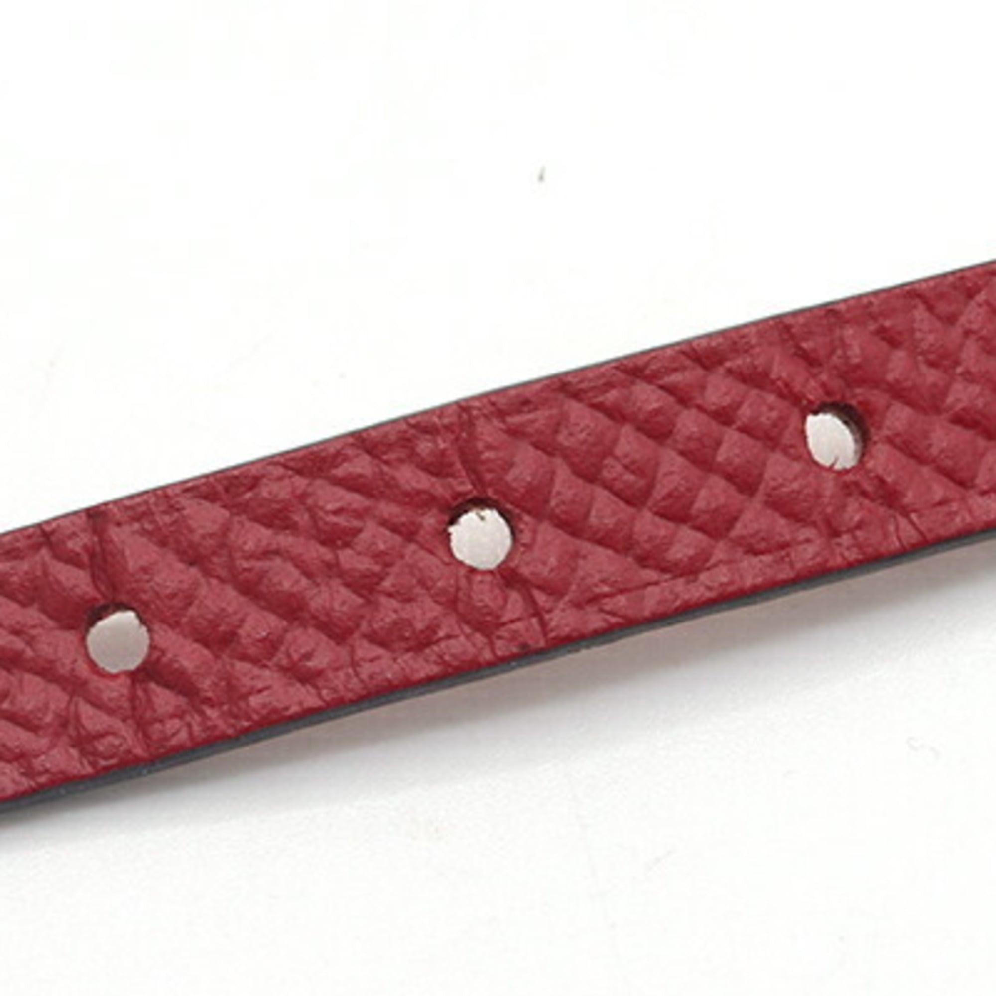 Hermes Rose Eglantine Rouge Grenat Epsom Leather Charm Bracelet (Pre-Owned)
