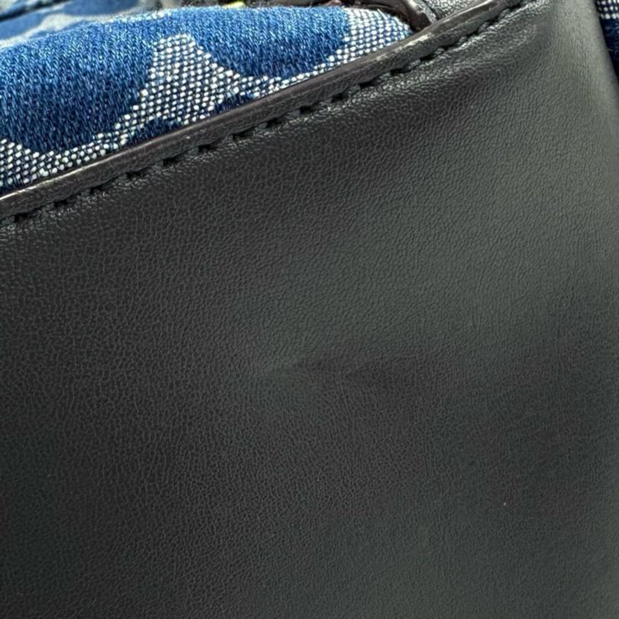 Coach Blue Brown Gold Denim Leather Backpack (Pre-Owned)