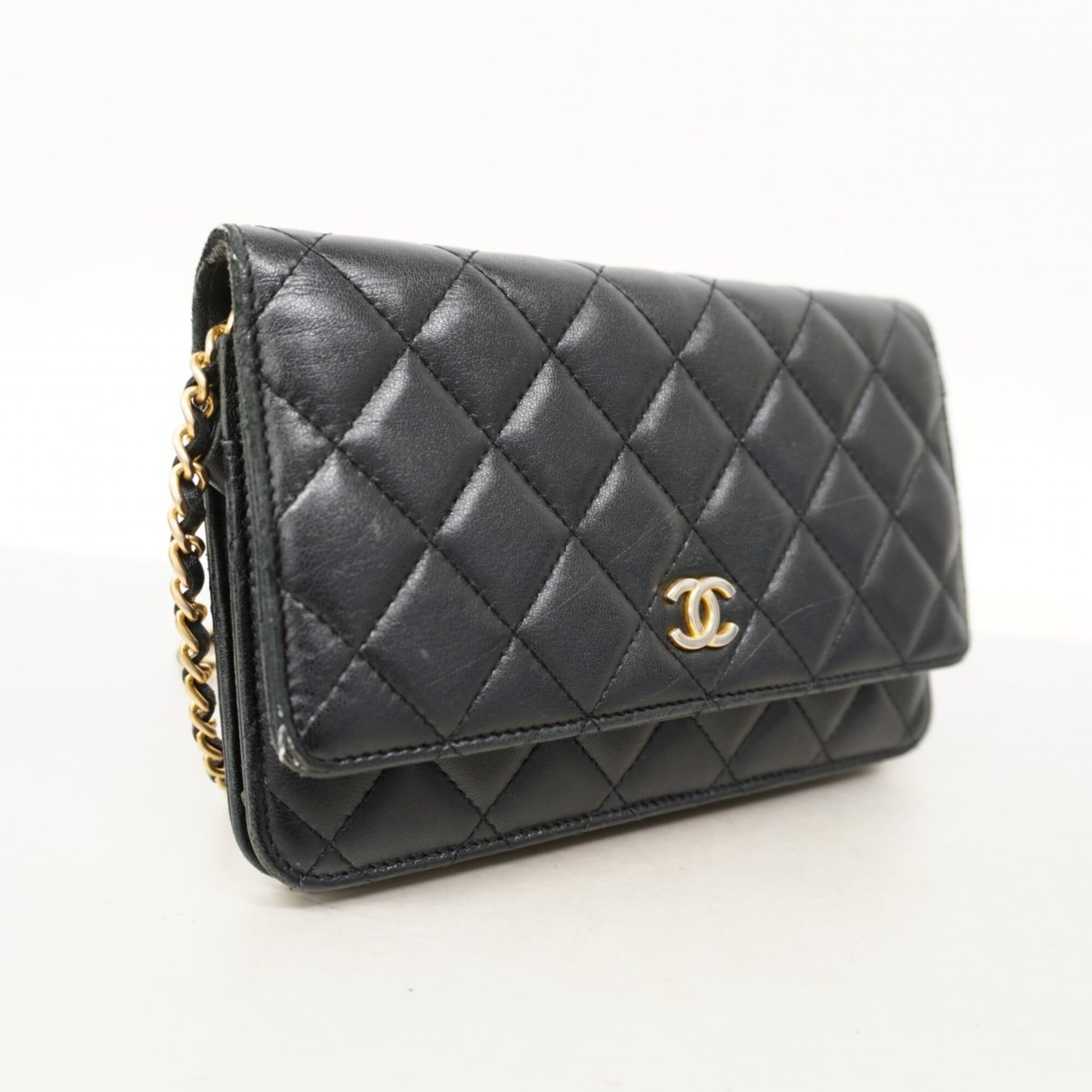 Chanel Black Leather Chain/Shoulder Wallet (Pre-Owned)