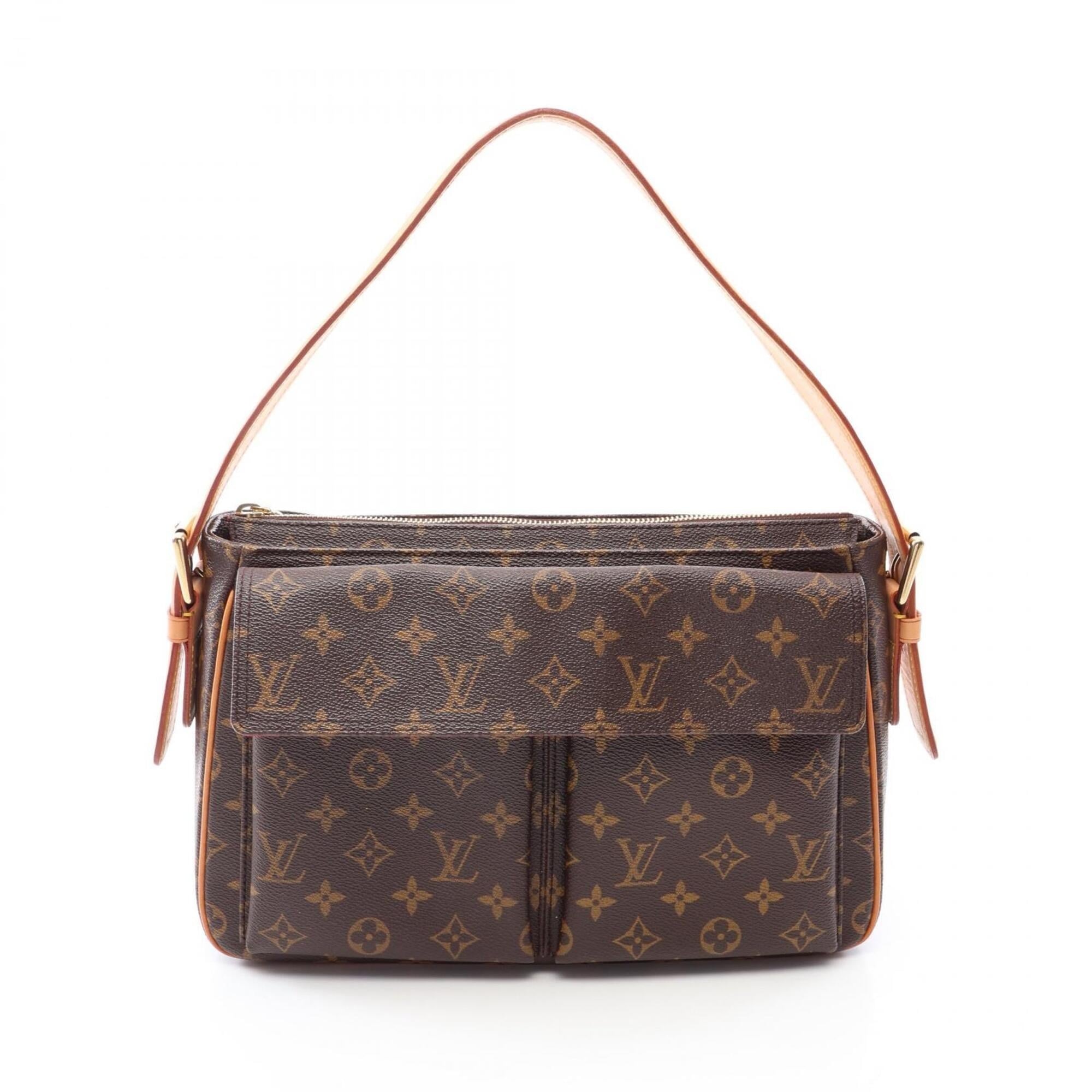 Louis Vuitton Brown Pvc Coated Canvas Leather Handbag Shoulder Bag (Pre-Owned)