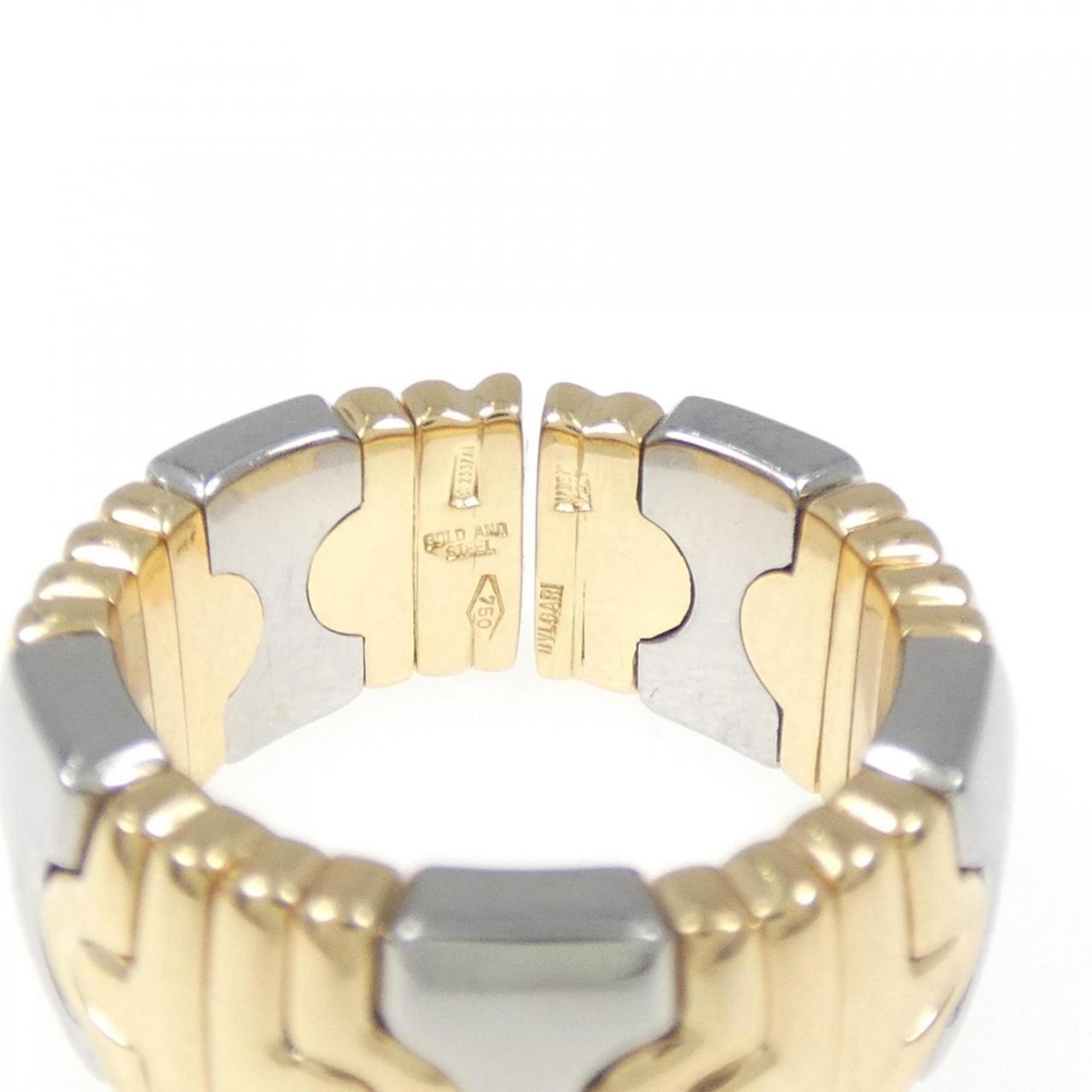 Bvlgari Silver Yellow Gold Stainless Steel Yellow Gold (18K) Band Ring (Pre-Owned)