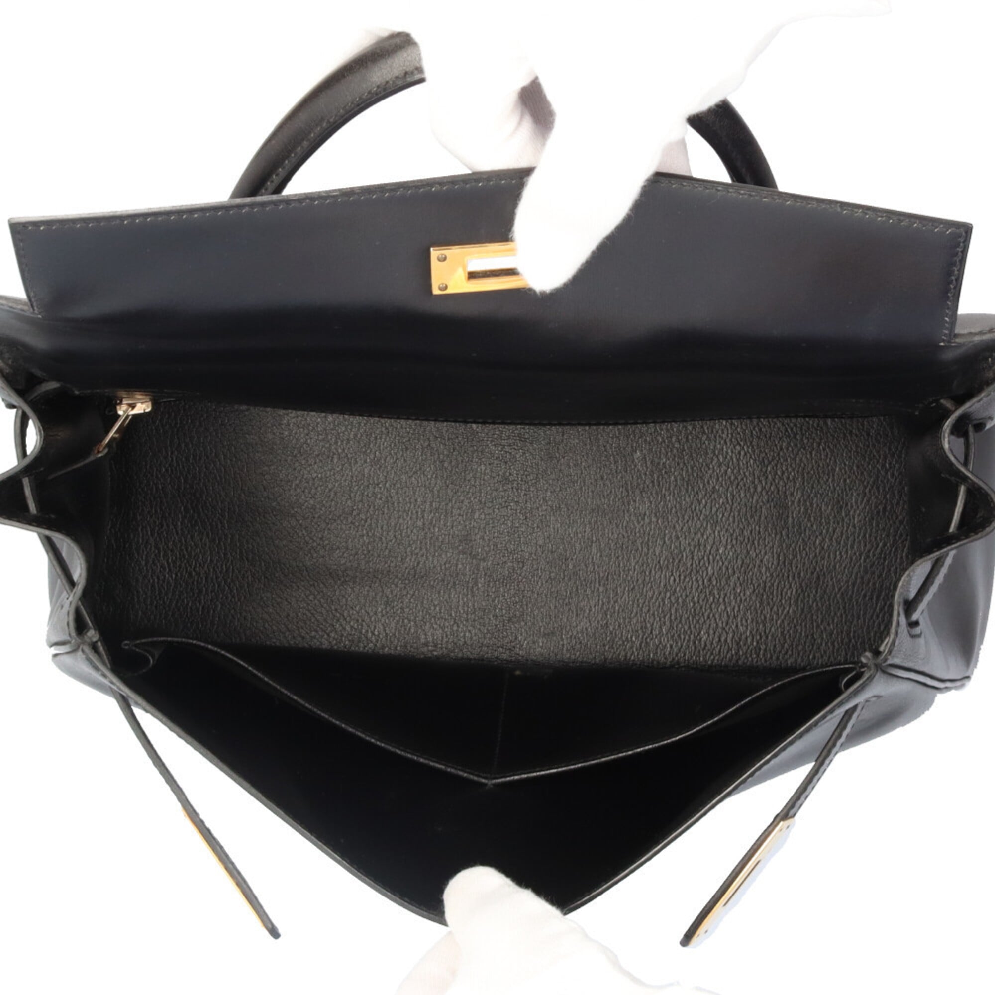 Hermes Black Box Calf Leather Shoulder Bag (Pre-Owned)