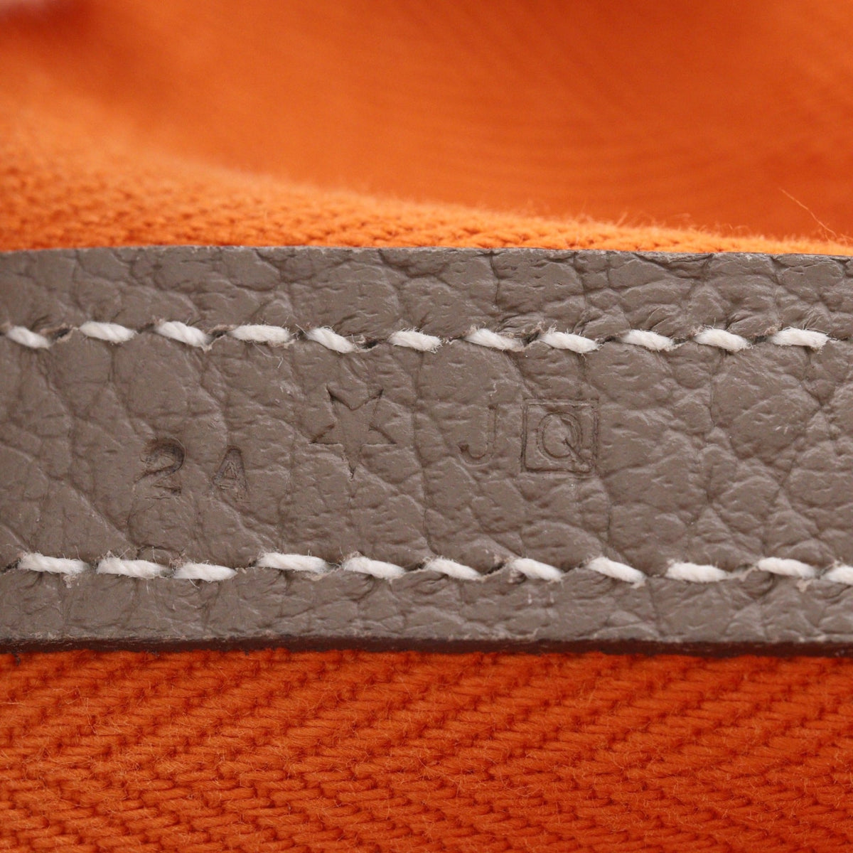 Hermes Brown Orange Toile Chevron Negonda Leather Handbag (Pre-Owned)