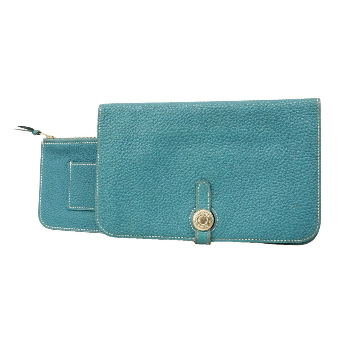 Hermes Blue Jean Togo Leather Long Wallet (Bi-Fold) (Pre-Owned)